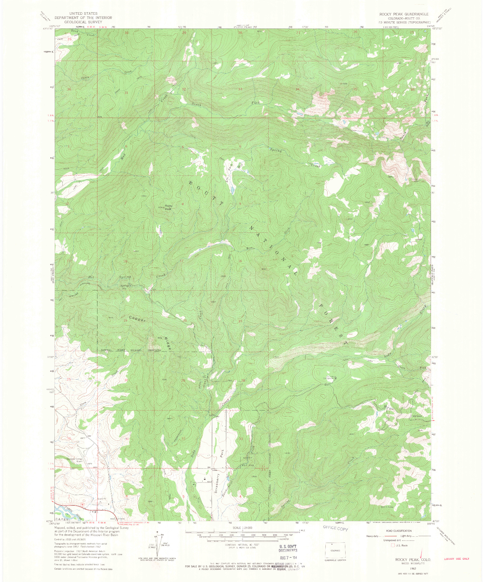 USGS 1:24000-SCALE QUADRANGLE FOR ROCKY PEAK, CO 1962