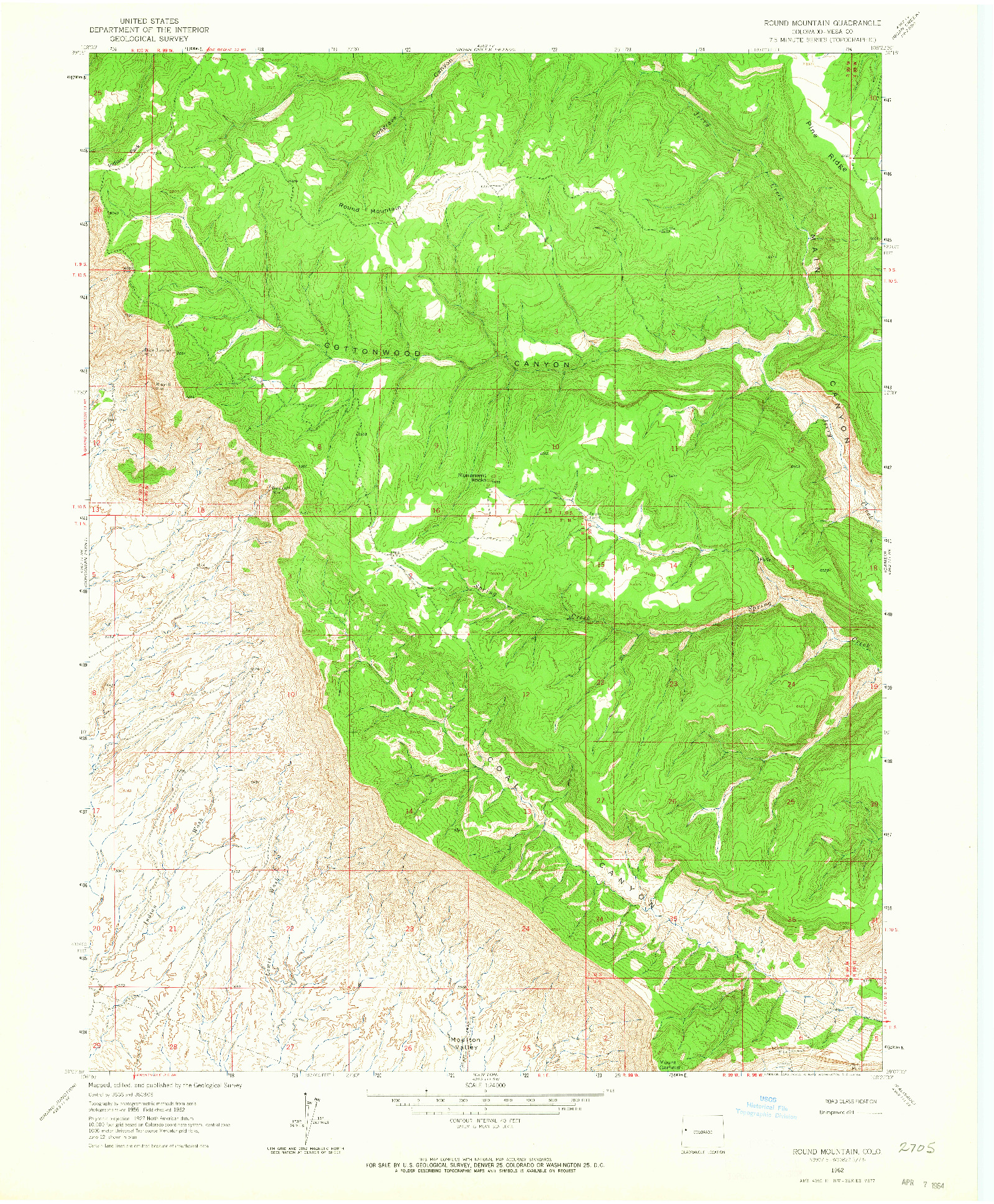 USGS 1:24000-SCALE QUADRANGLE FOR ROUND MOUNTAIN, CO 1962