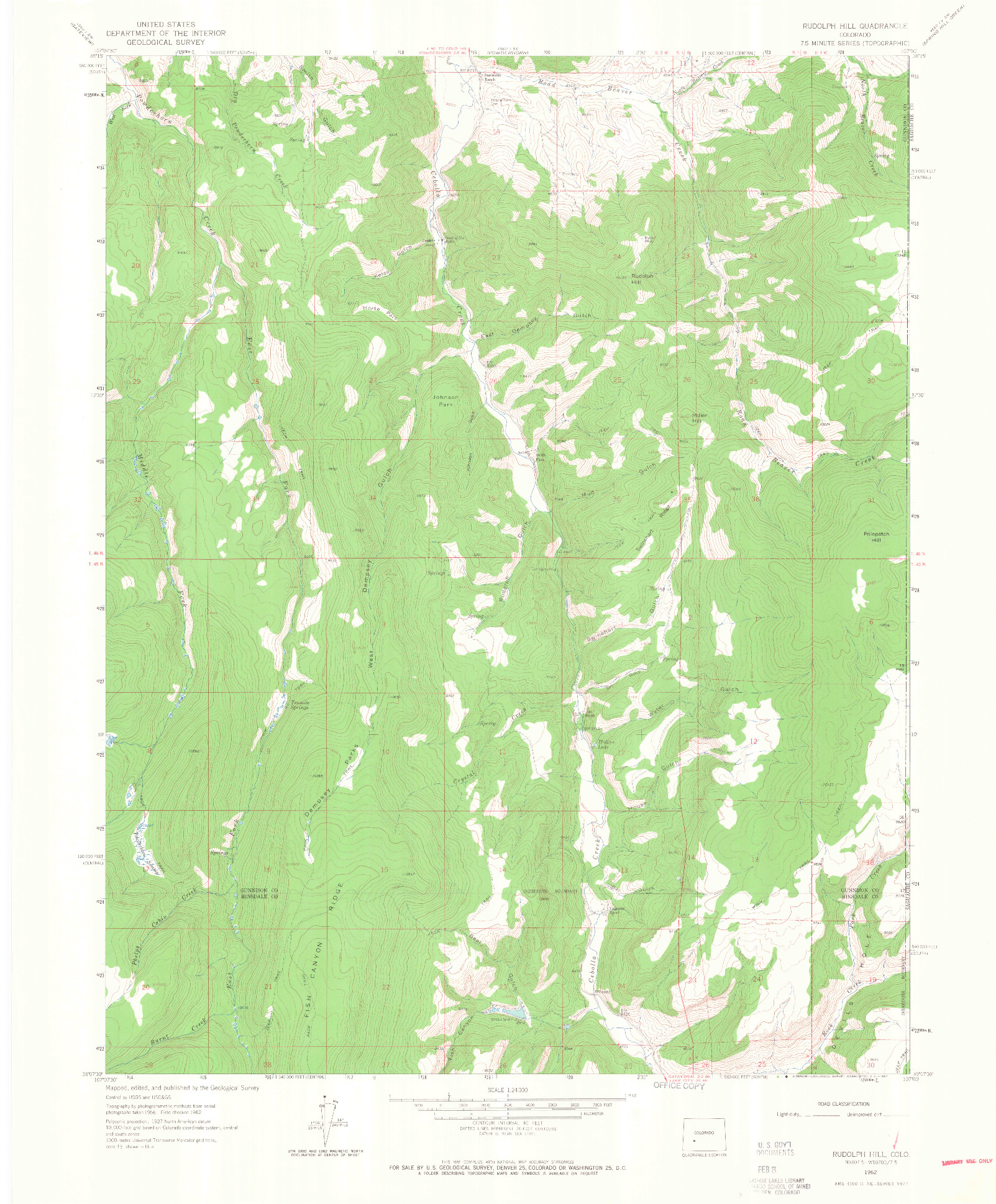 USGS 1:24000-SCALE QUADRANGLE FOR RUDOLPH HILL, CO 1962