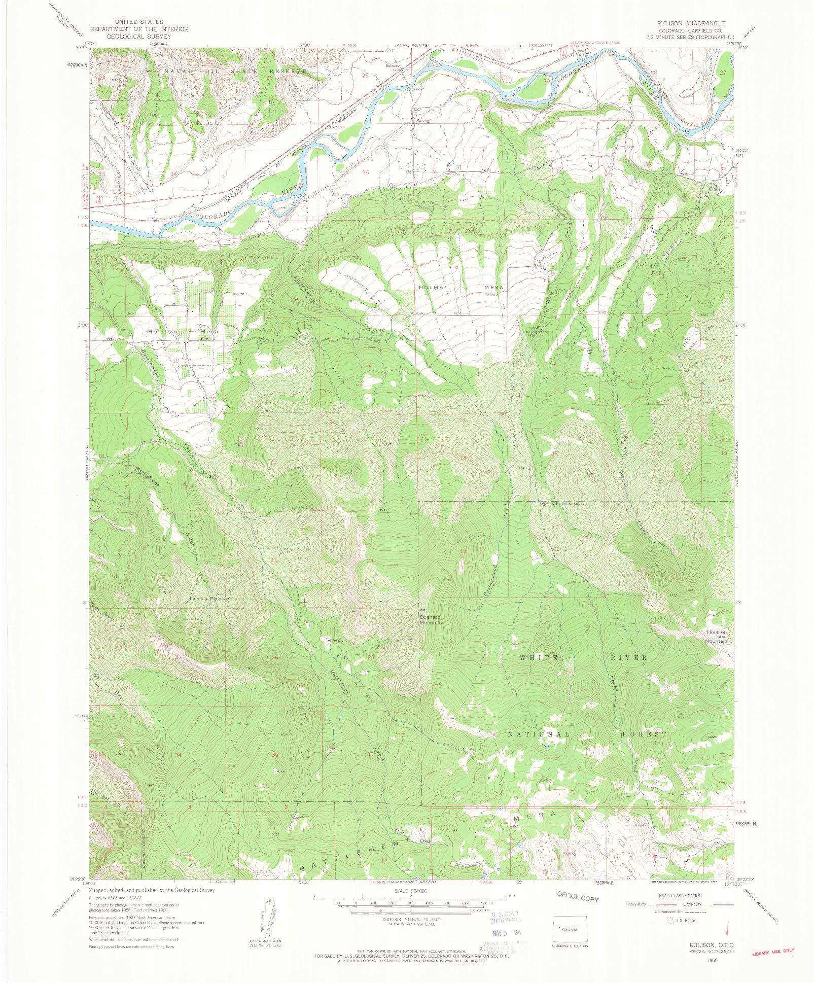 USGS 1:24000-SCALE QUADRANGLE FOR RULISON, CO 1960