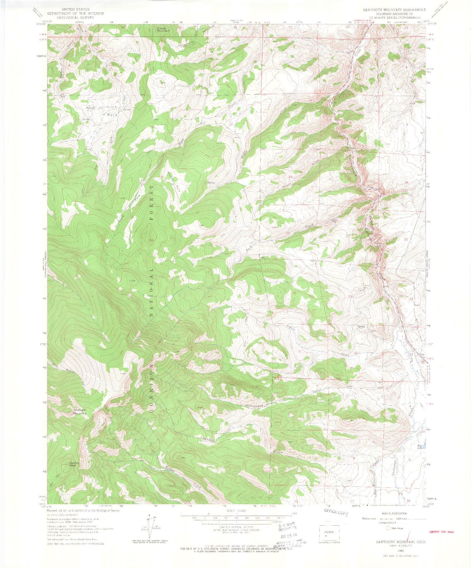 USGS 1:24000-SCALE QUADRANGLE FOR SAWTOOTH MOUNTAIN, CO 1962