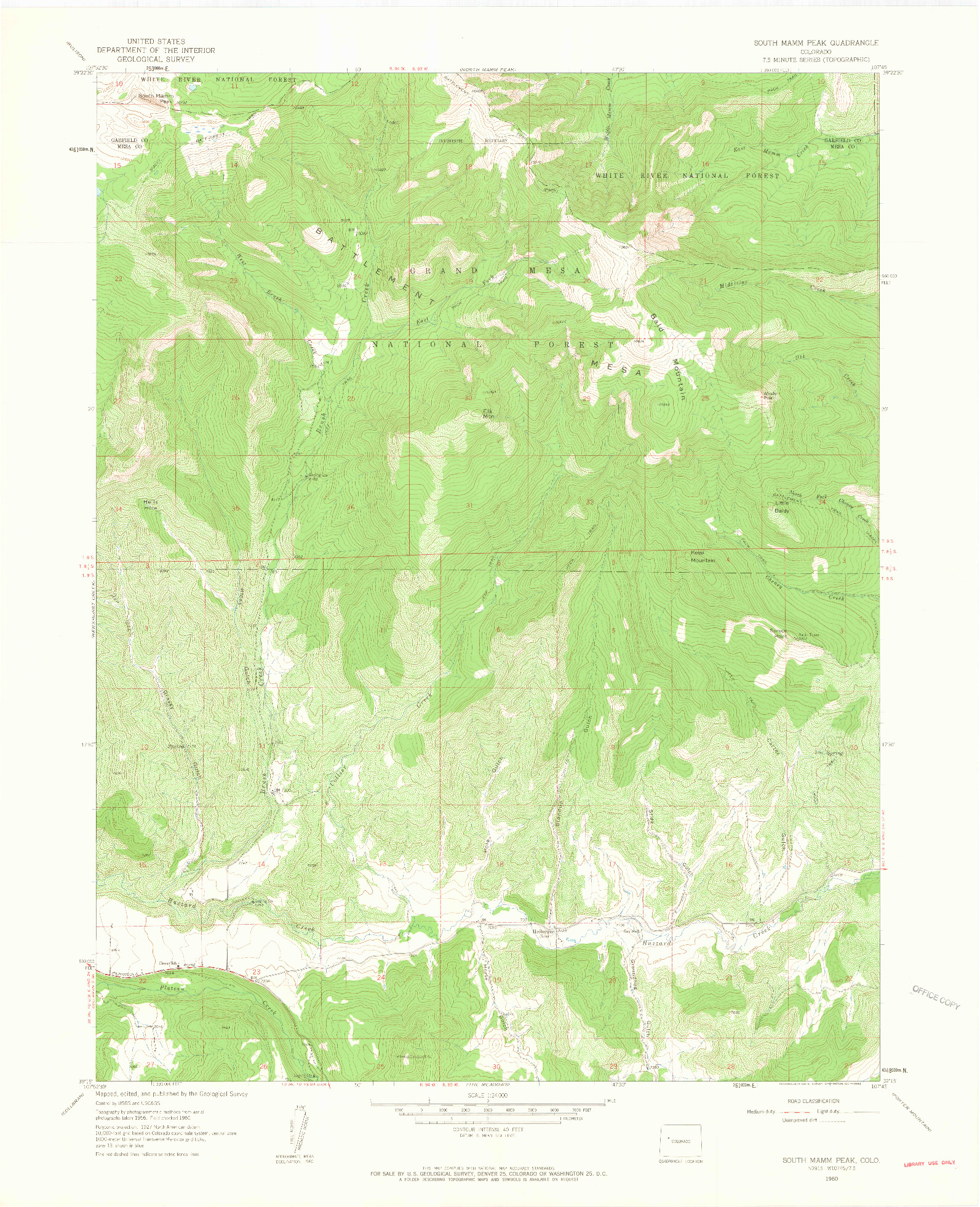 USGS 1:24000-SCALE QUADRANGLE FOR SOUTH MAMM PEAK, CO 1960