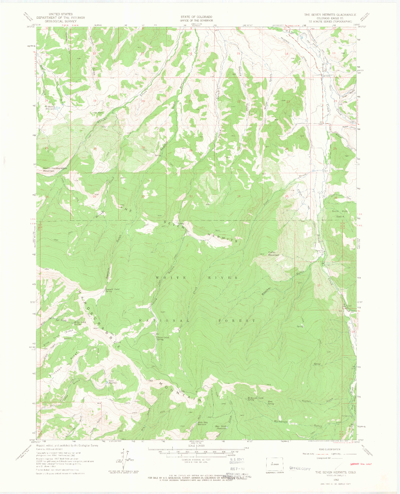 USGS 1:24000-SCALE QUADRANGLE FOR THE SEVEN HERMITS, CO 1962