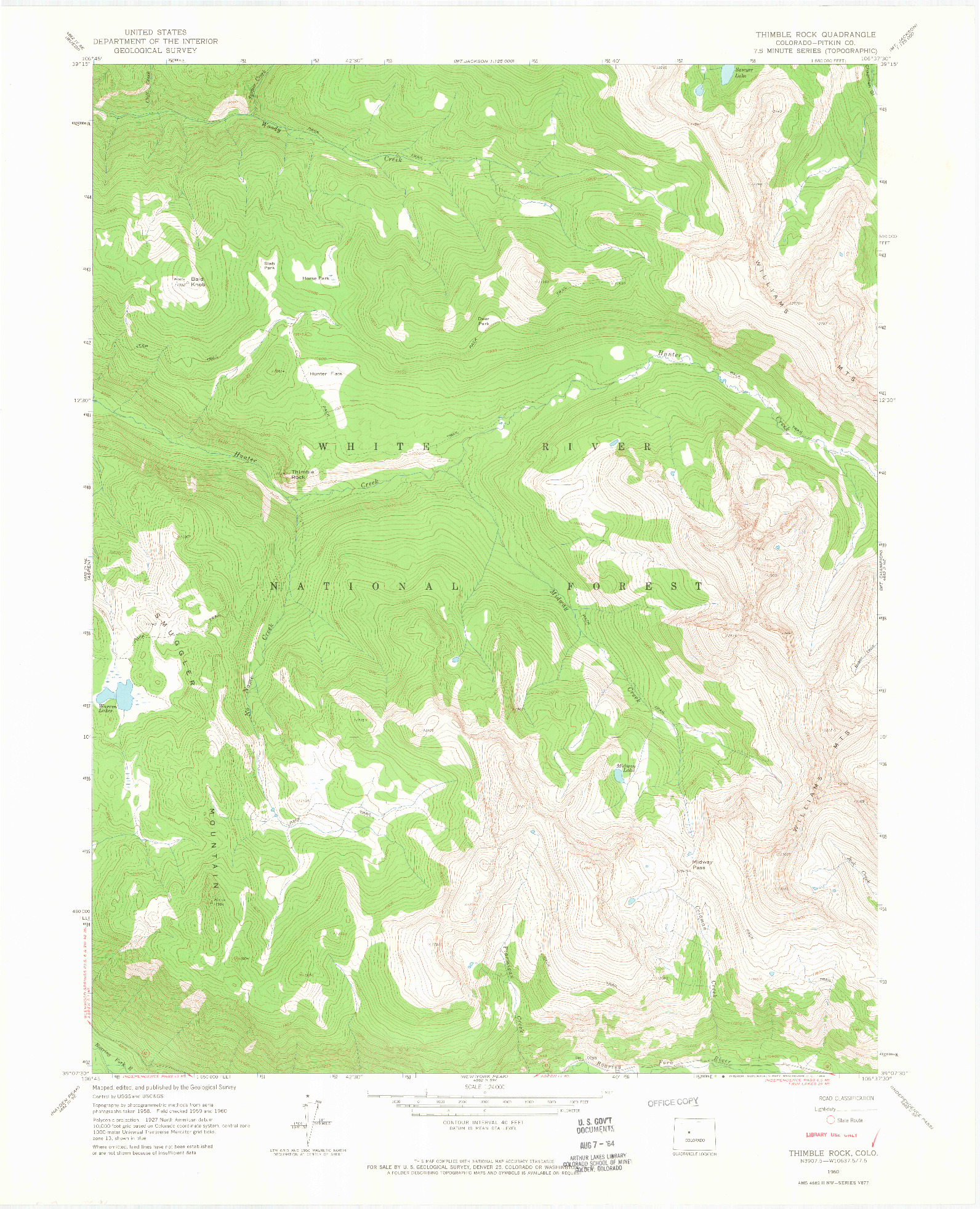 USGS 1:24000-SCALE QUADRANGLE FOR THIMBLE ROCK, CO 1960