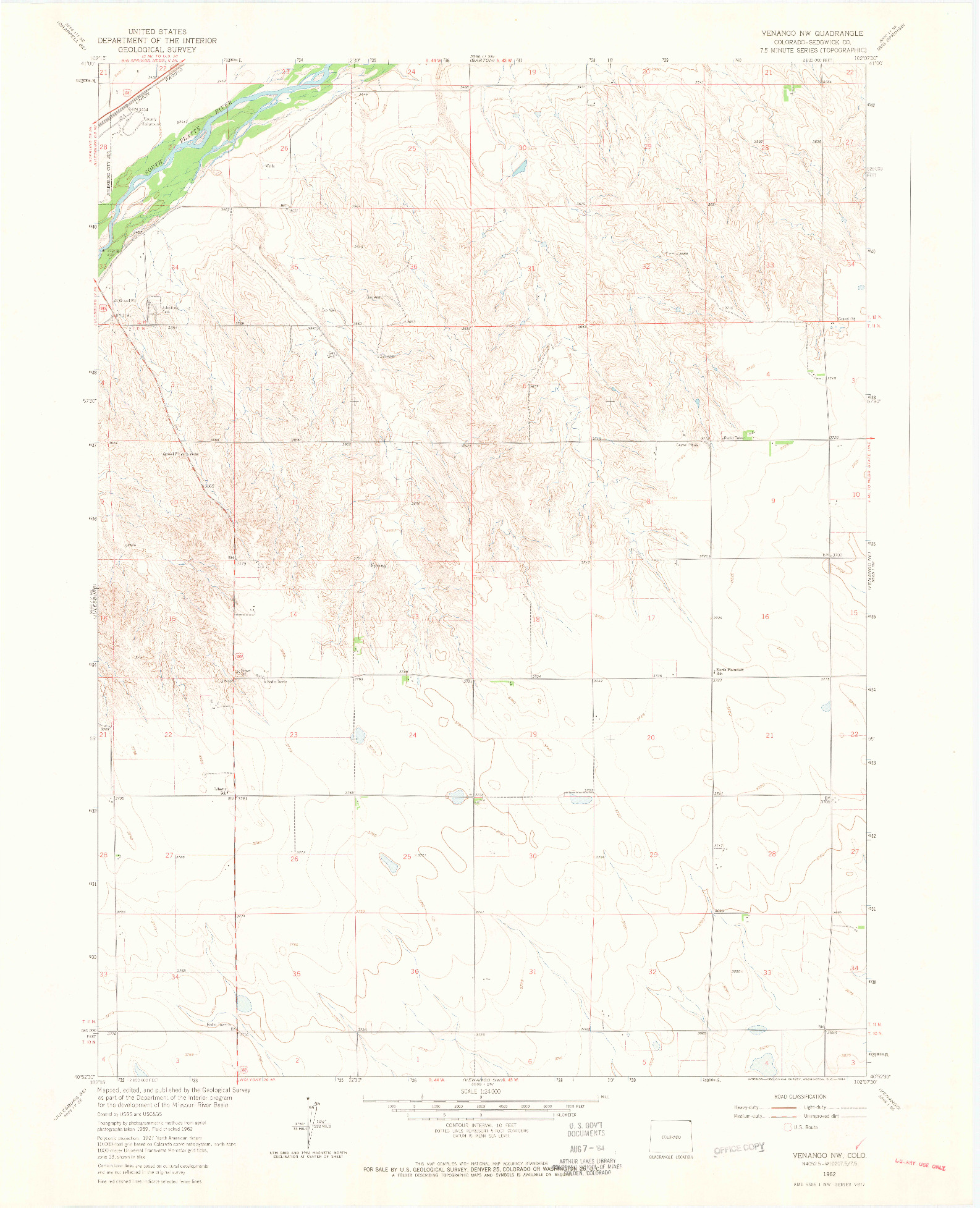 USGS 1:24000-SCALE QUADRANGLE FOR VENANGO NW, CO 1962