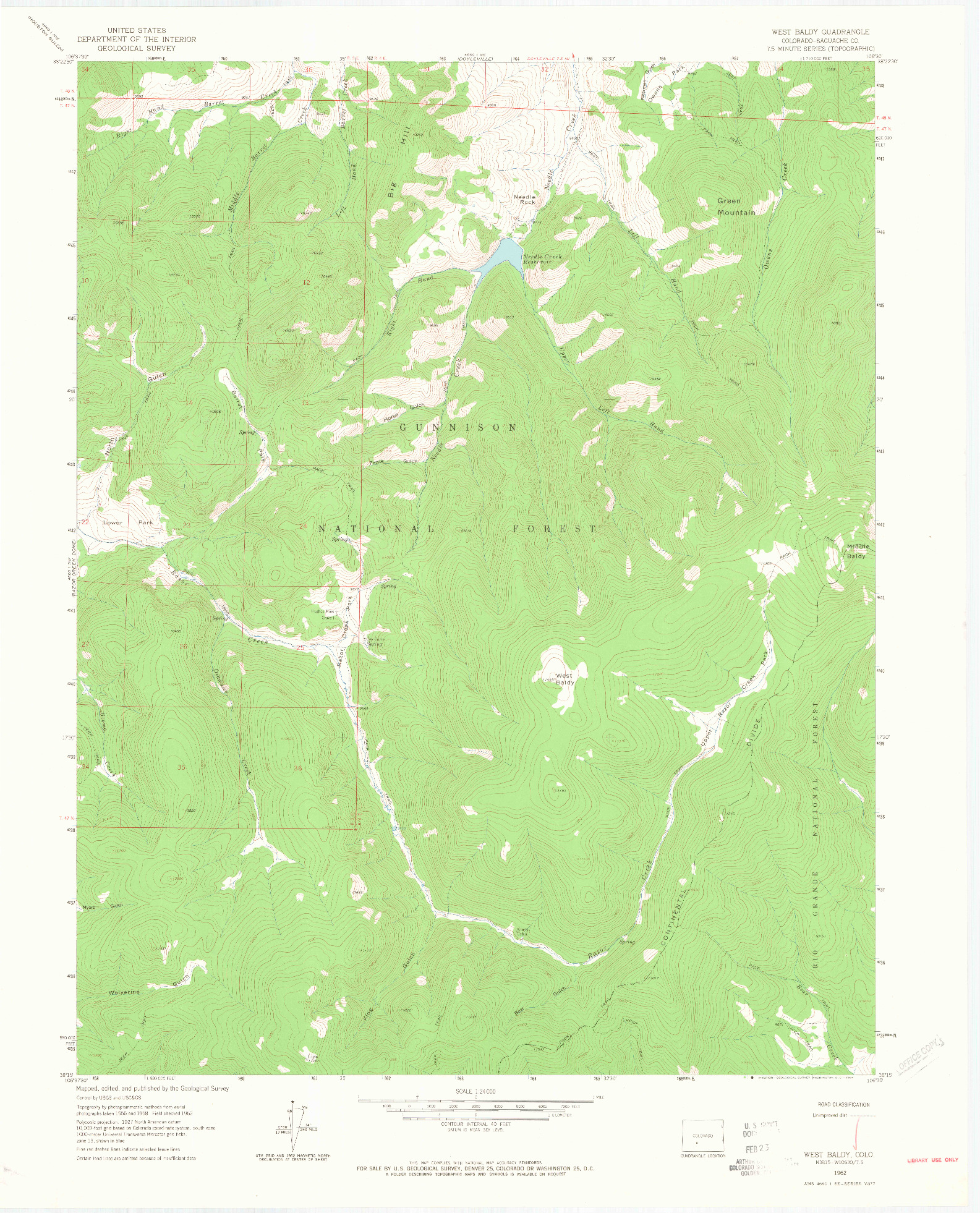 USGS 1:24000-SCALE QUADRANGLE FOR WEST BALDY, CO 1962