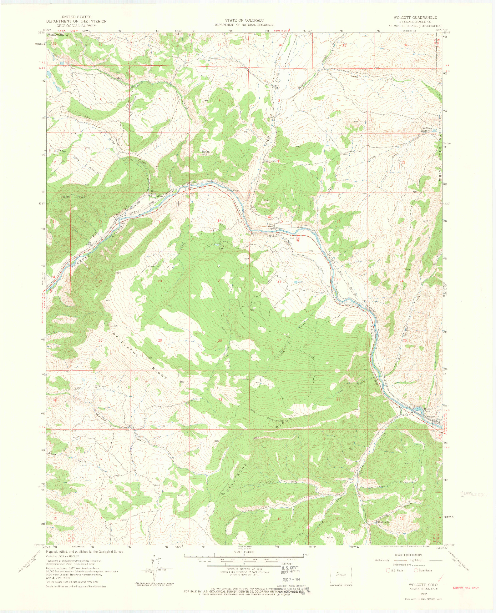 USGS 1:24000-SCALE QUADRANGLE FOR WOLCOTT, CO 1962