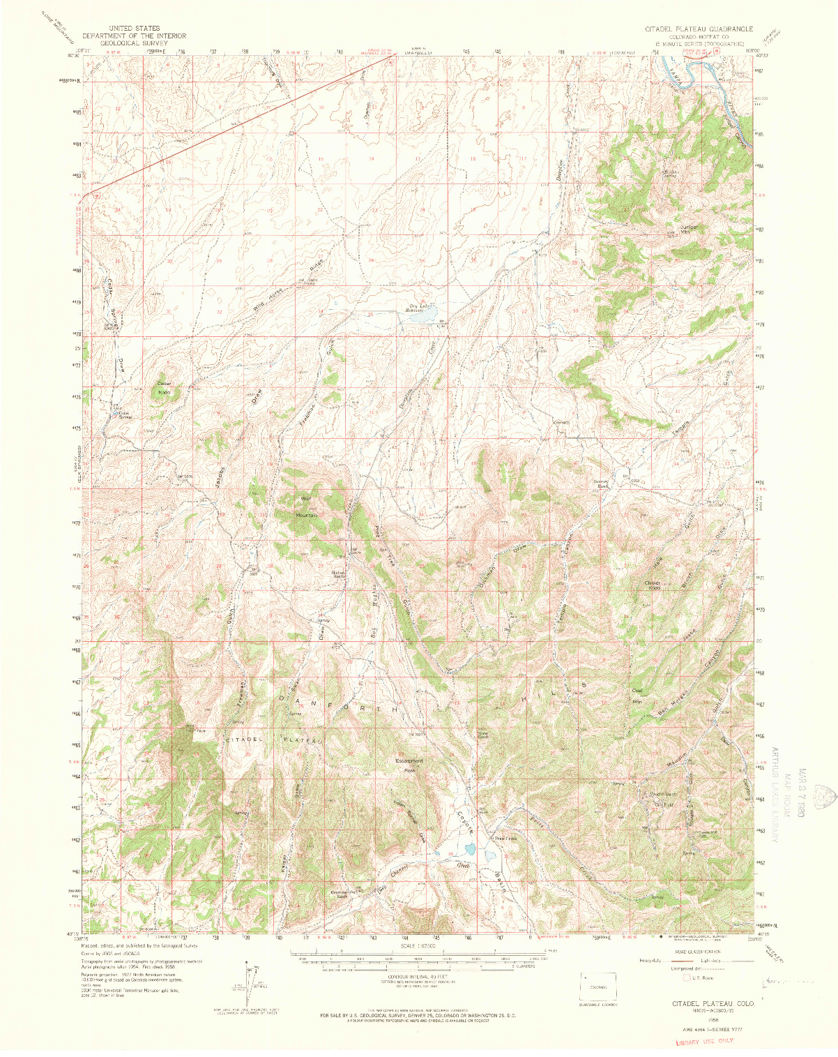 USGS 1:62500-SCALE QUADRANGLE FOR CITADEL PLATEAU, CO 1958