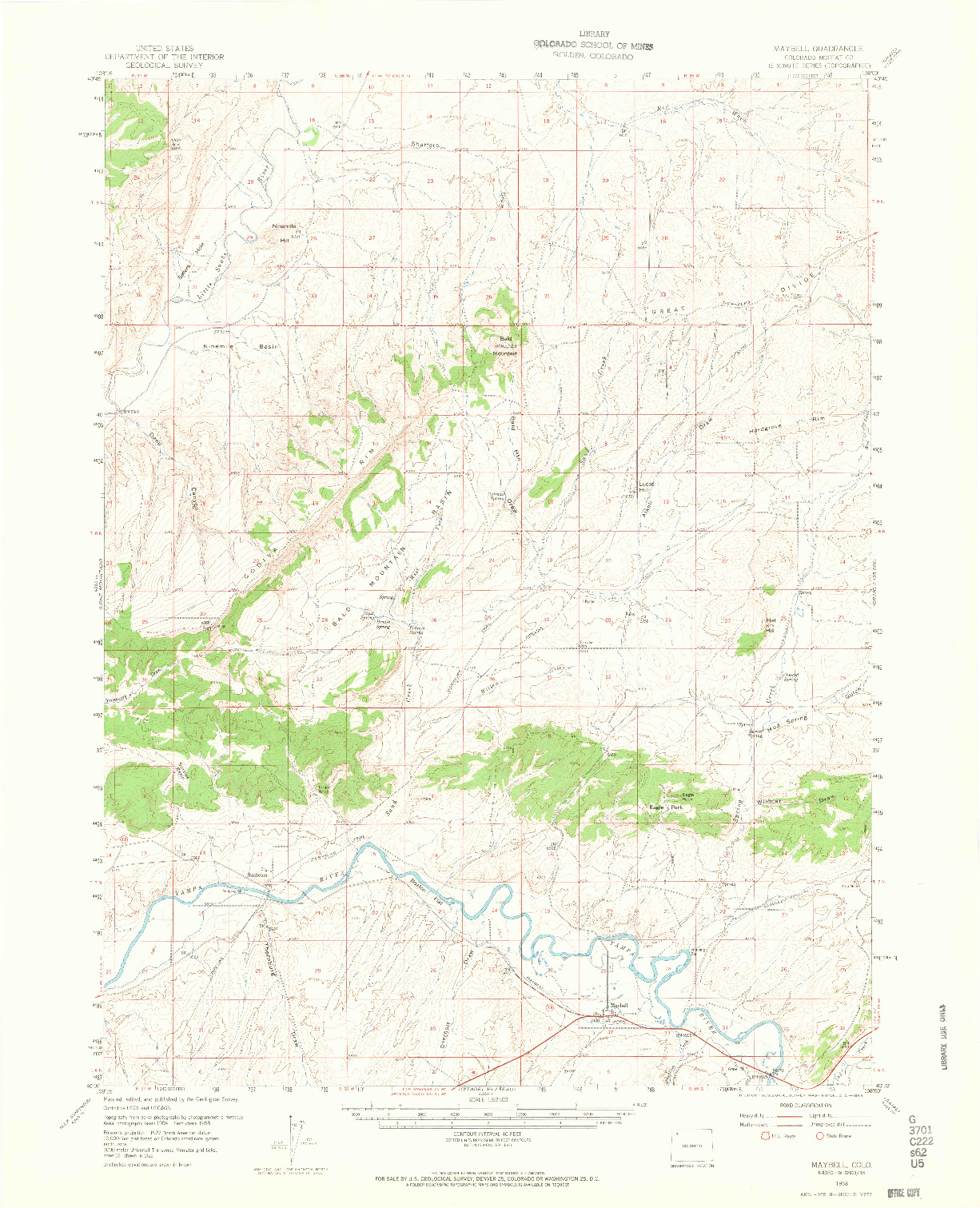 USGS 1:62500-SCALE QUADRANGLE FOR MAYBELL, CO 1958