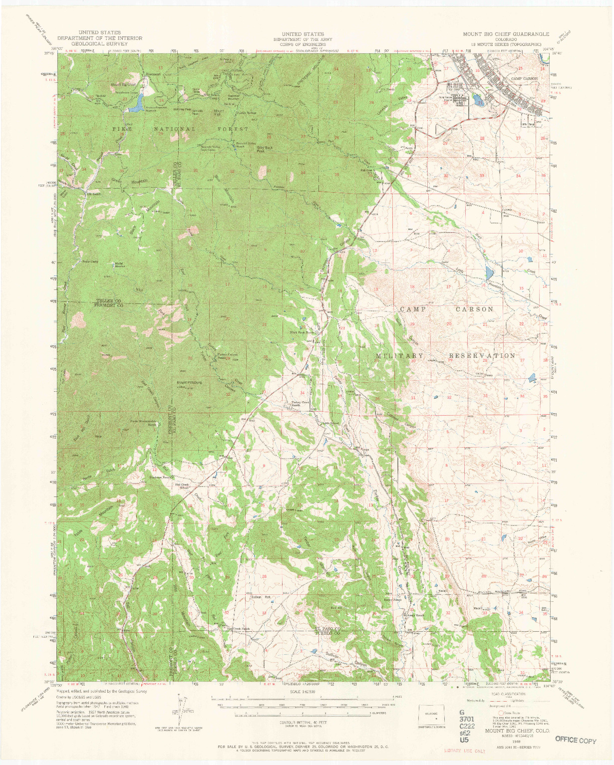 USGS 1:62500-SCALE QUADRANGLE FOR MOUNT BIG CHIEF, CO 1948