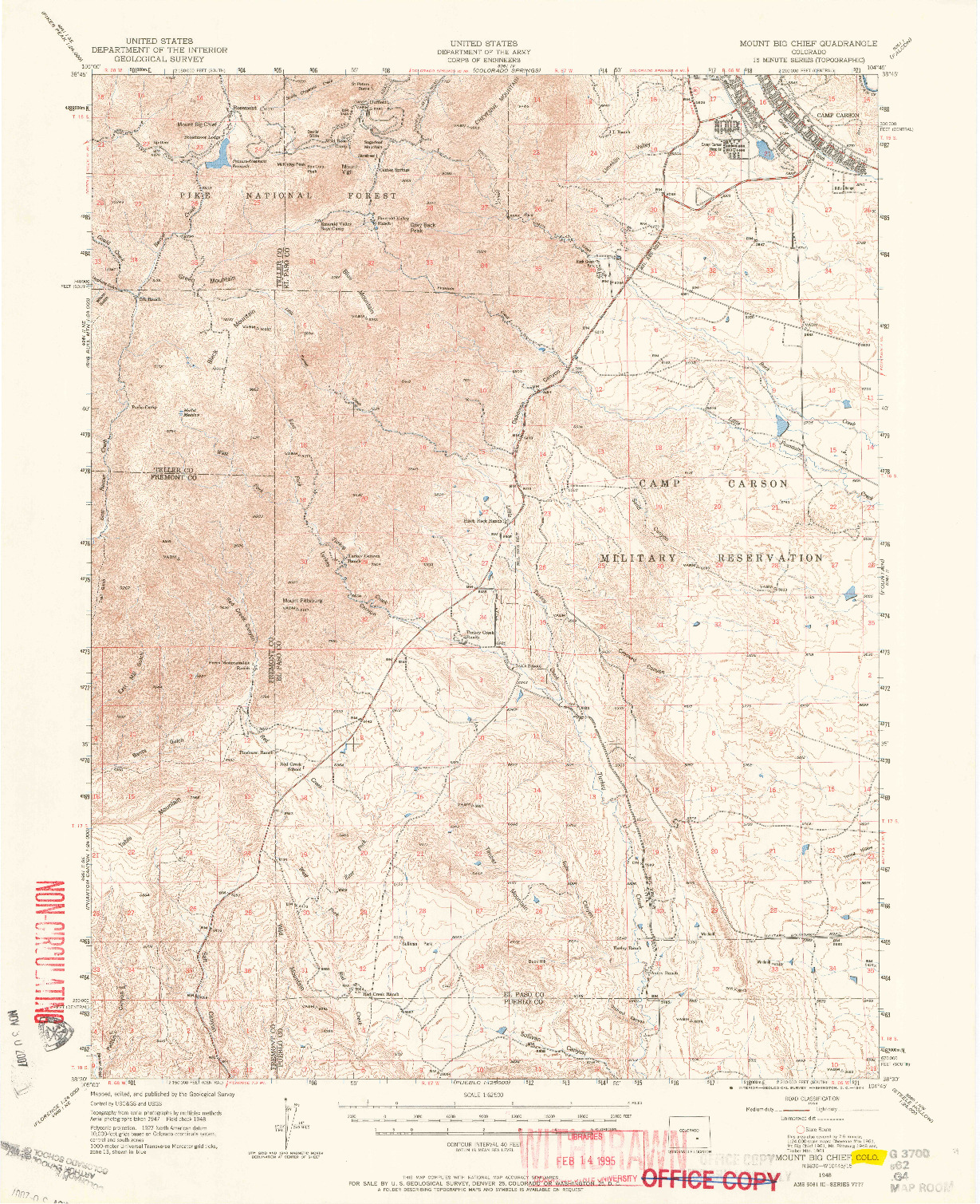 USGS 1:62500-SCALE QUADRANGLE FOR MOUNT BIG CHIEF, CO 1948