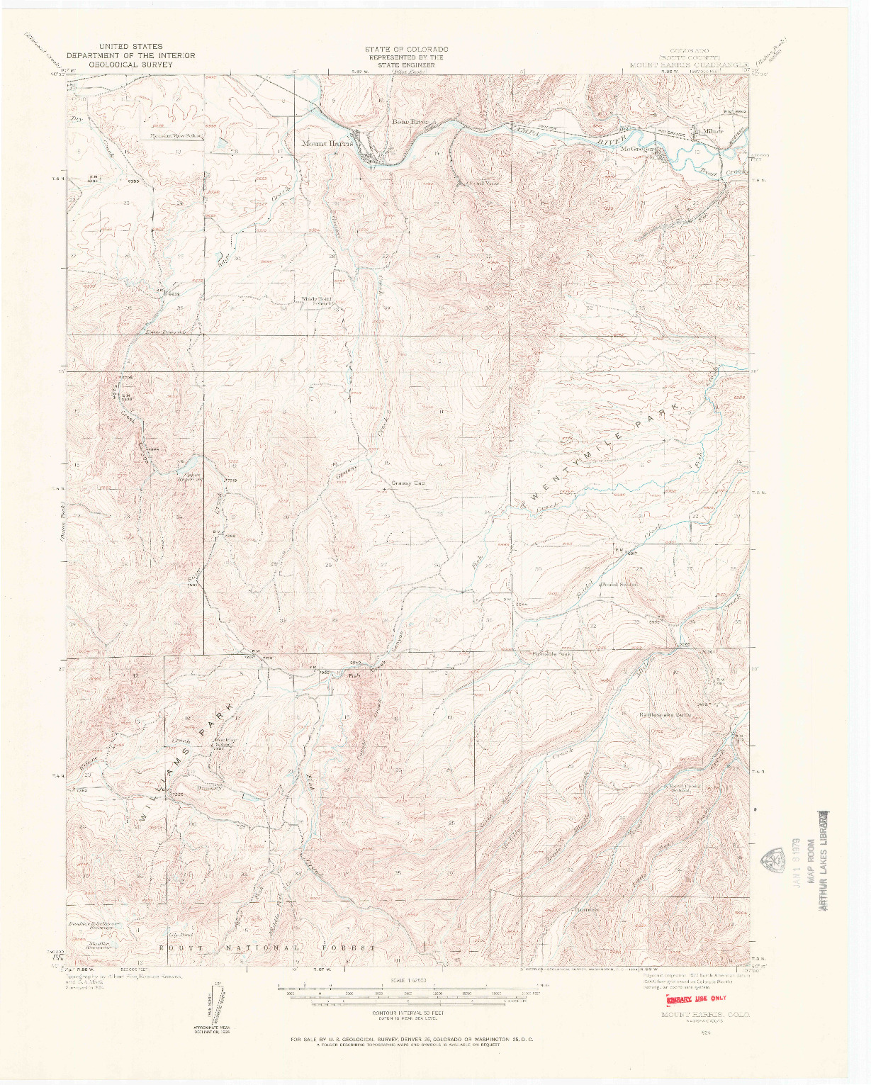 USGS 1:62500-SCALE QUADRANGLE FOR MOUNT HARRIS, CO 1924