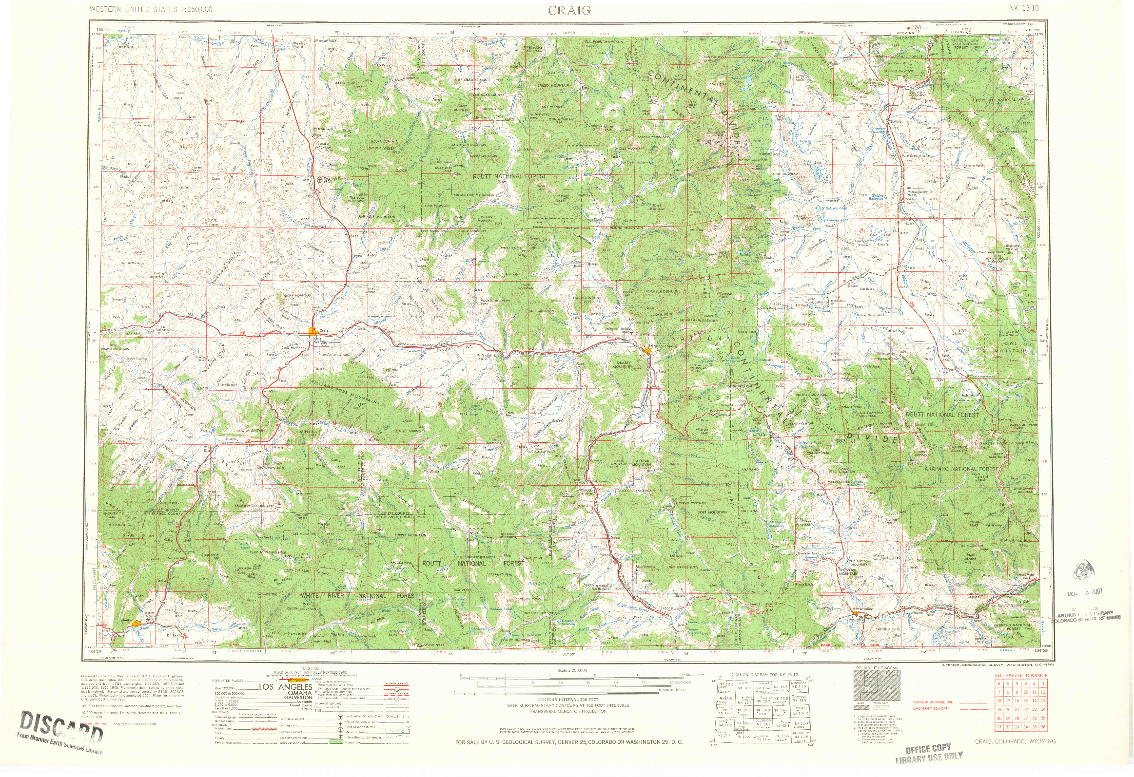 USGS 1:250000-SCALE QUADRANGLE FOR CRAIG, CO 1964