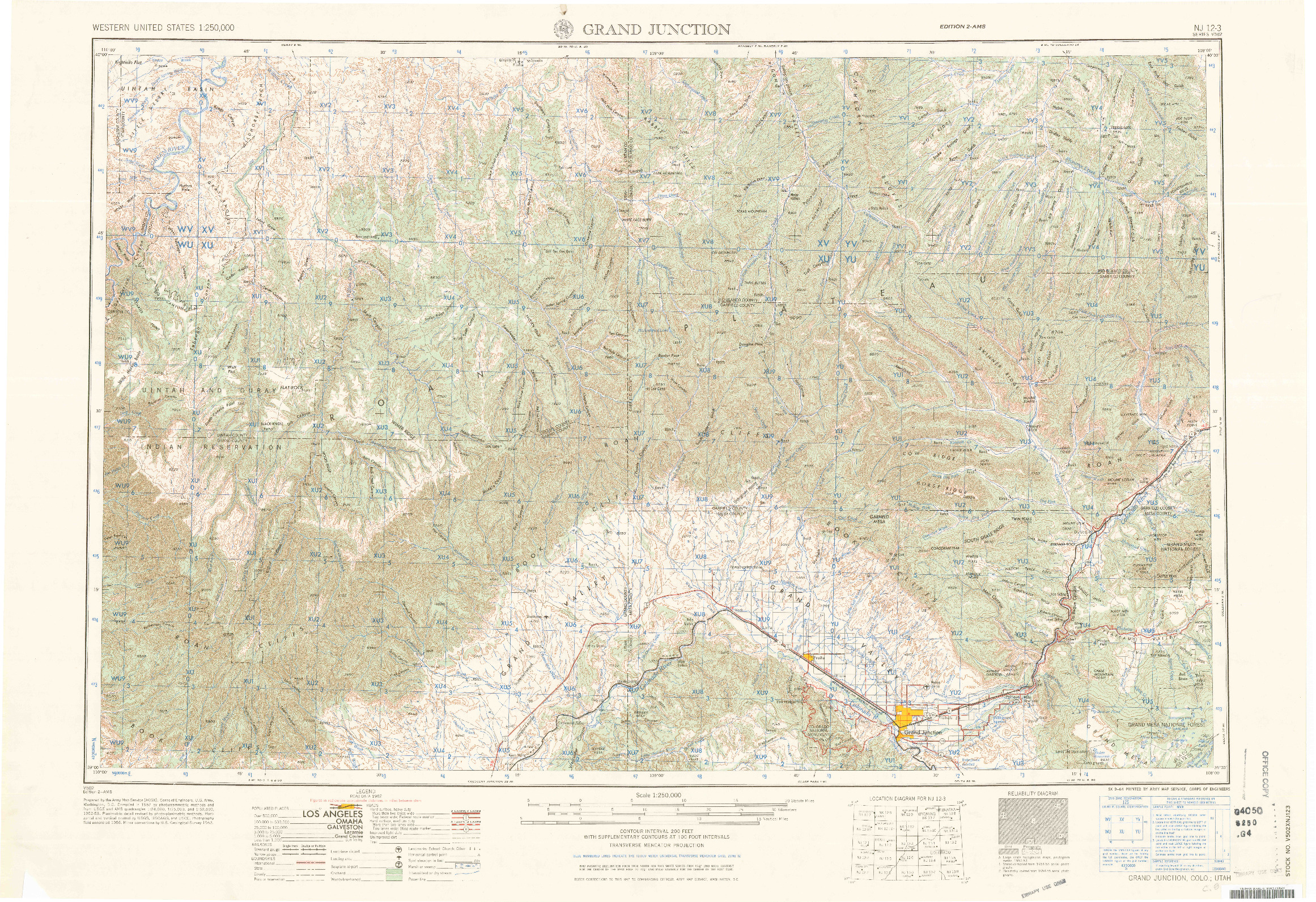 USGS 1:250000-SCALE QUADRANGLE FOR GRAND JUNCTION, CO 1964