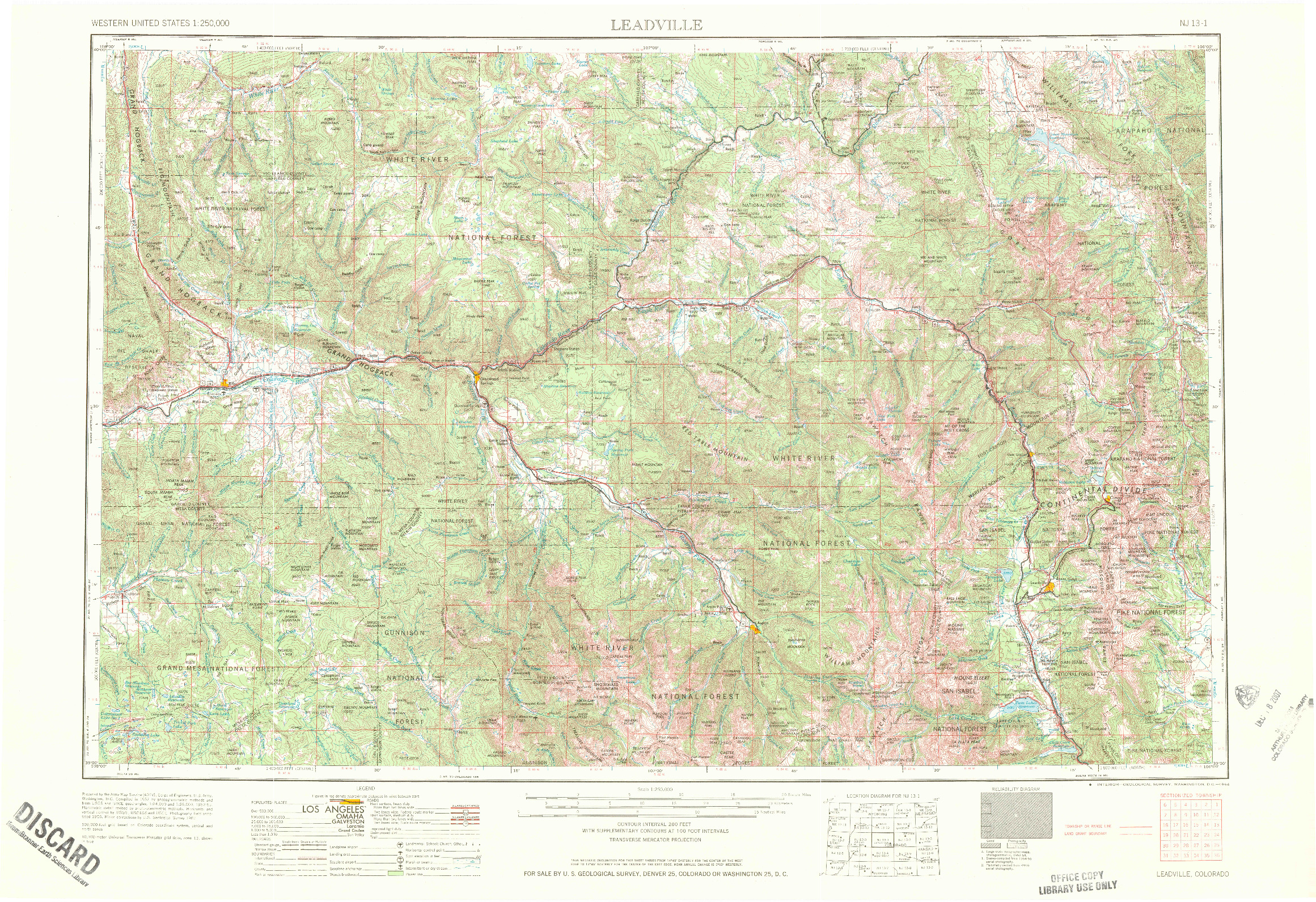 USGS 1:250000-SCALE QUADRANGLE FOR LEADVILLE, CO 1964