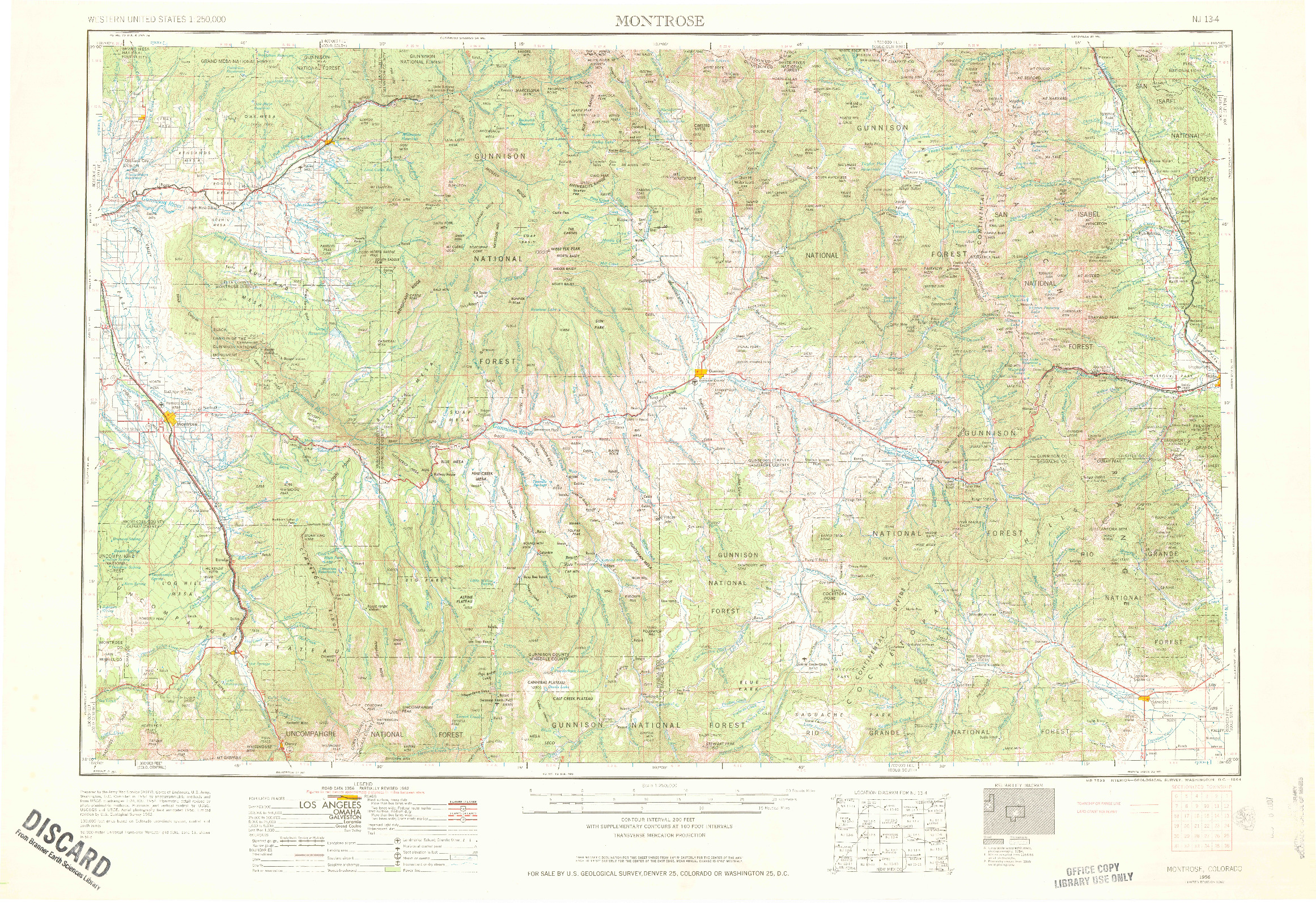 USGS 1:250000-SCALE QUADRANGLE FOR MONTROSE, CO 1956