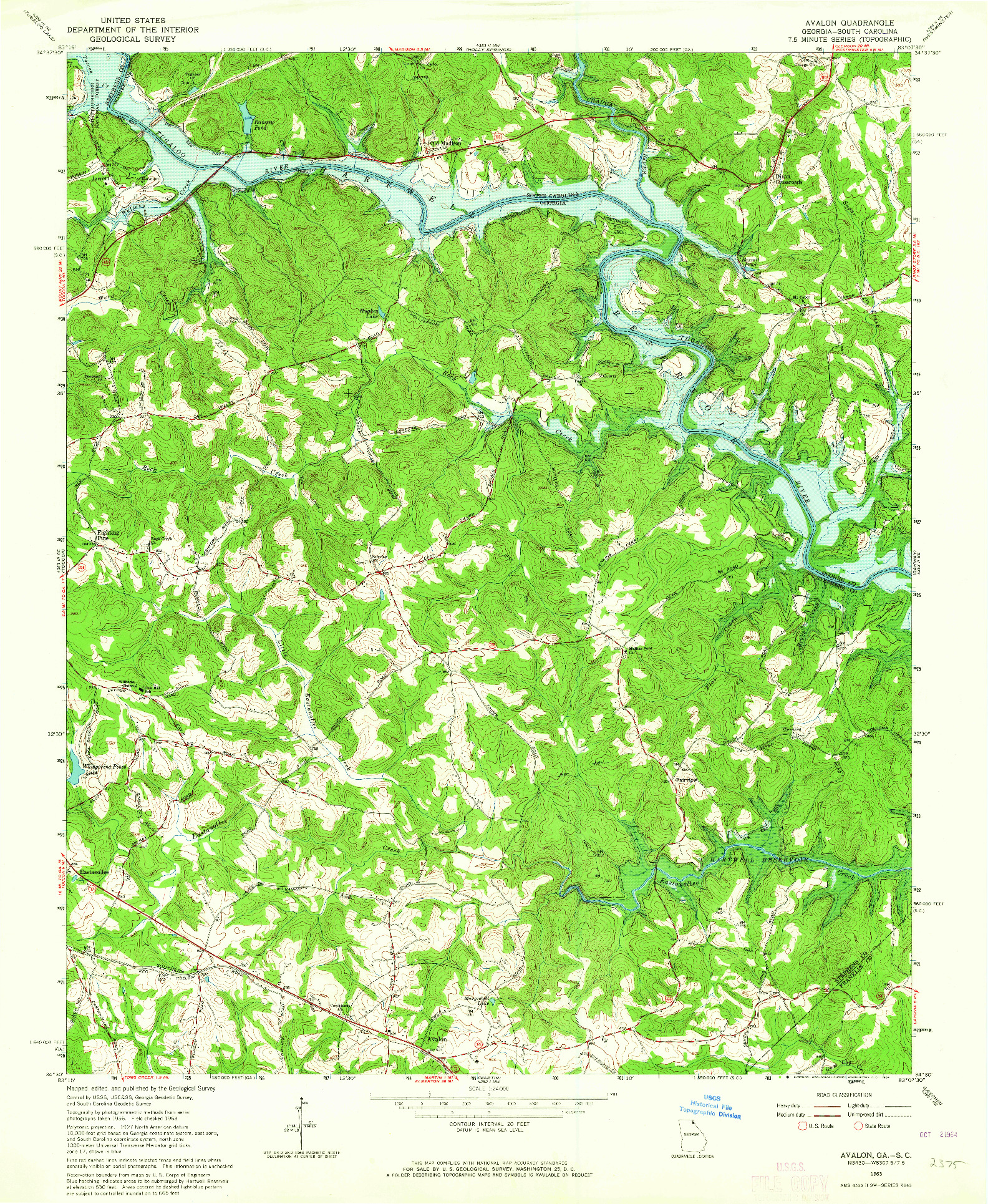 USGS 1:24000-SCALE QUADRANGLE FOR AVALON, GA 1963