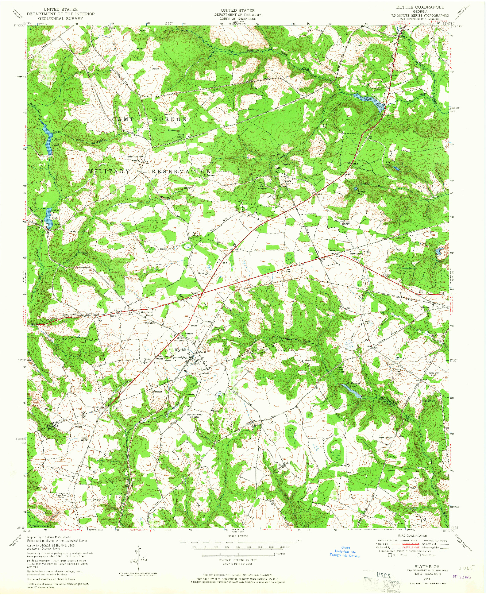 USGS 1:24000-SCALE QUADRANGLE FOR BLYTHE, GA 1948