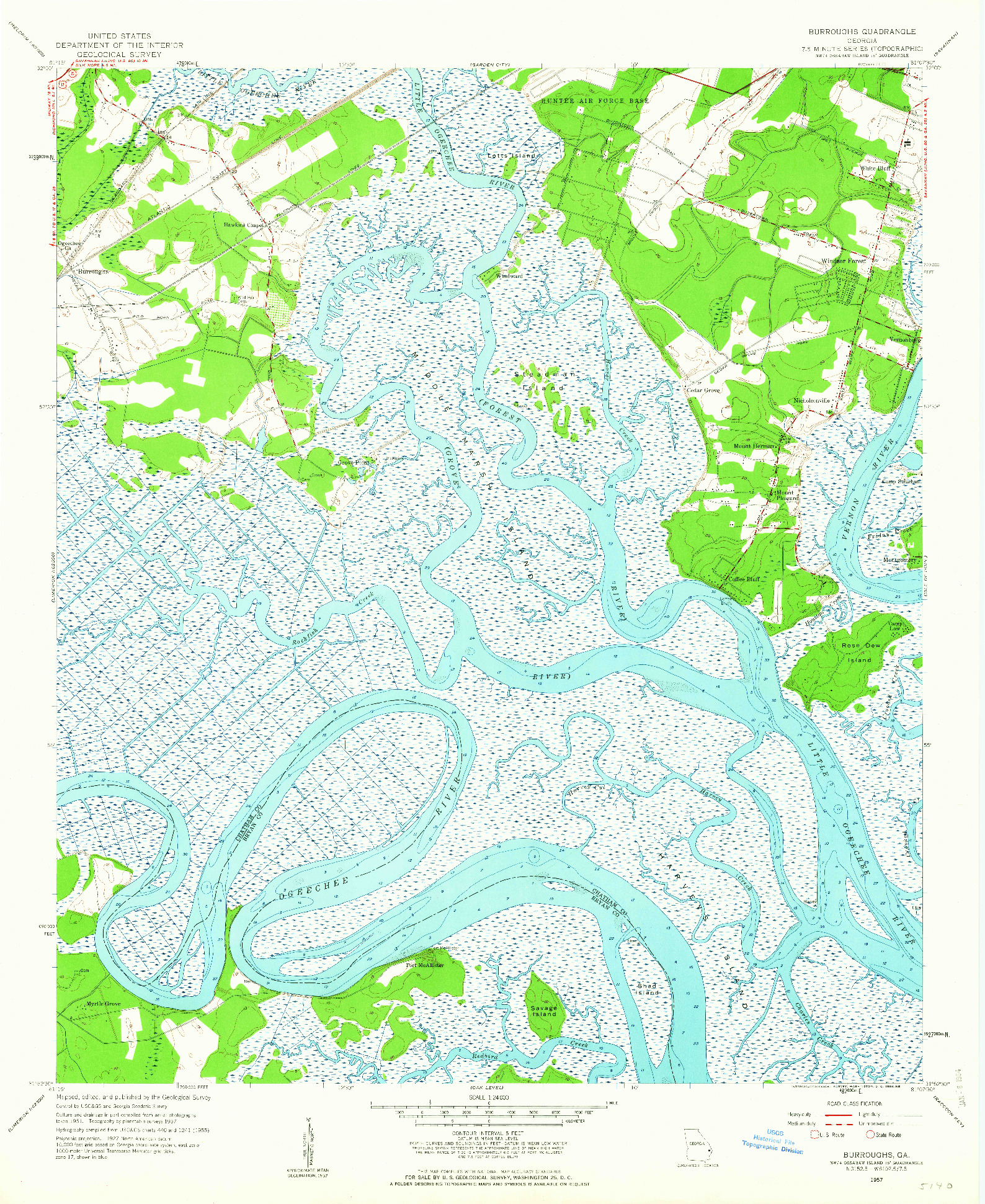 USGS 1:24000-SCALE QUADRANGLE FOR BURROUGHS, GA 1957