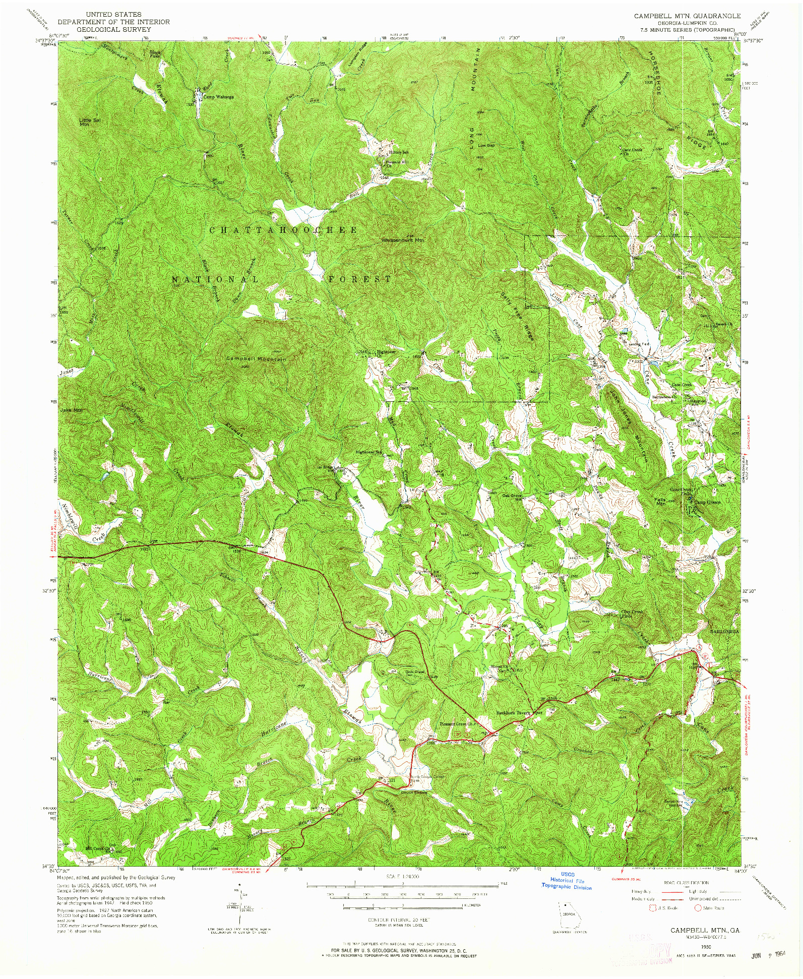 USGS 1:24000-SCALE QUADRANGLE FOR CAMPBELL MTN, GA 1950