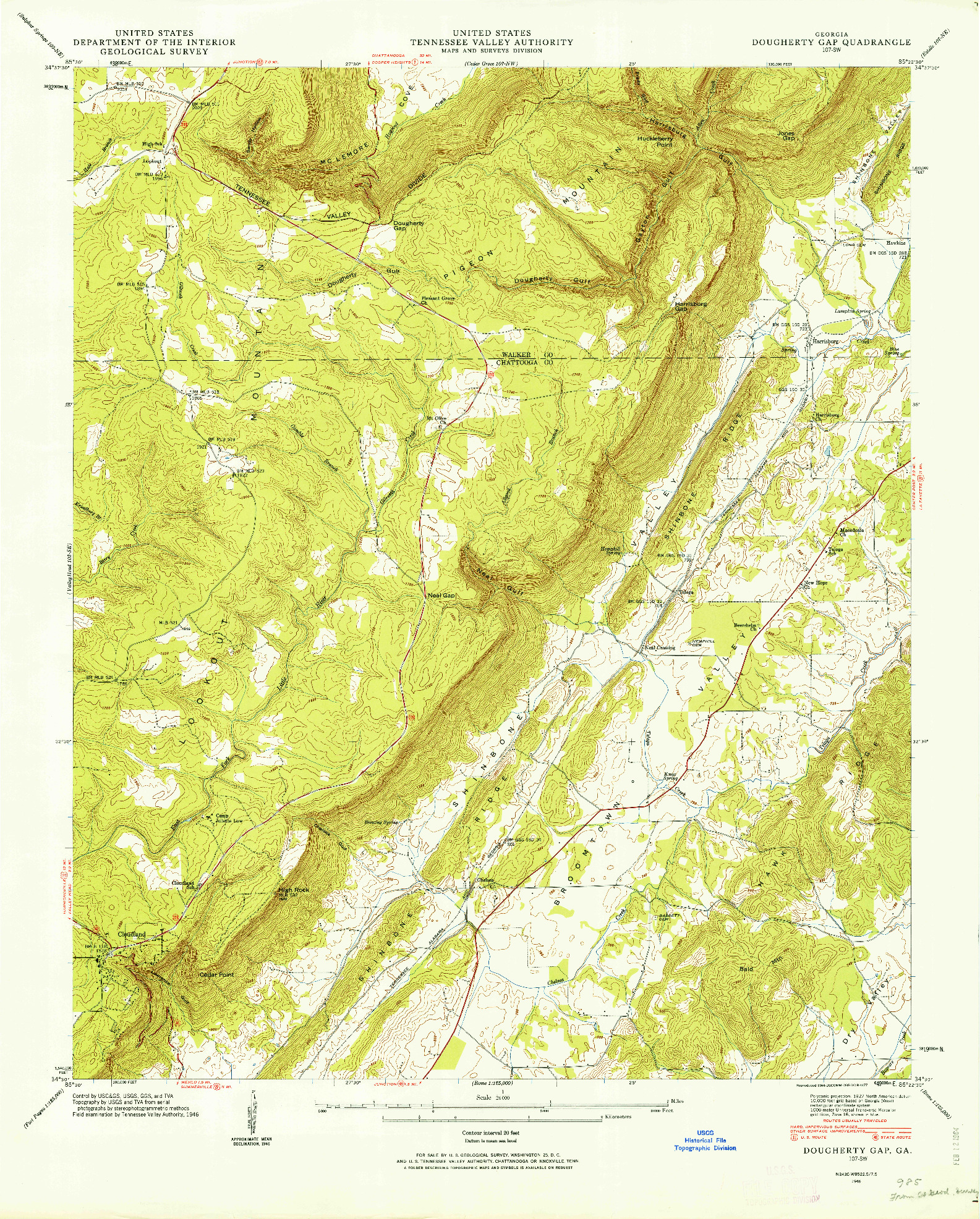 USGS 1:24000-SCALE QUADRANGLE FOR DOUGHERTY GAP, GA 1946