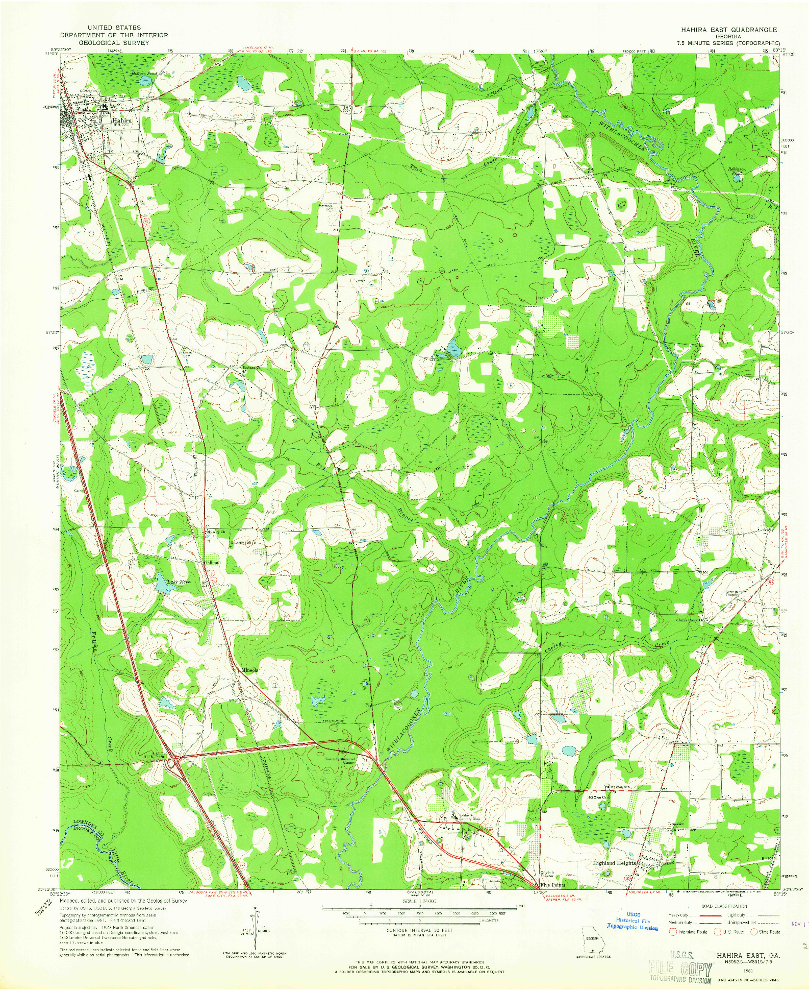 USGS 1:24000-SCALE QUADRANGLE FOR HAHIRA EAST, GA 1961