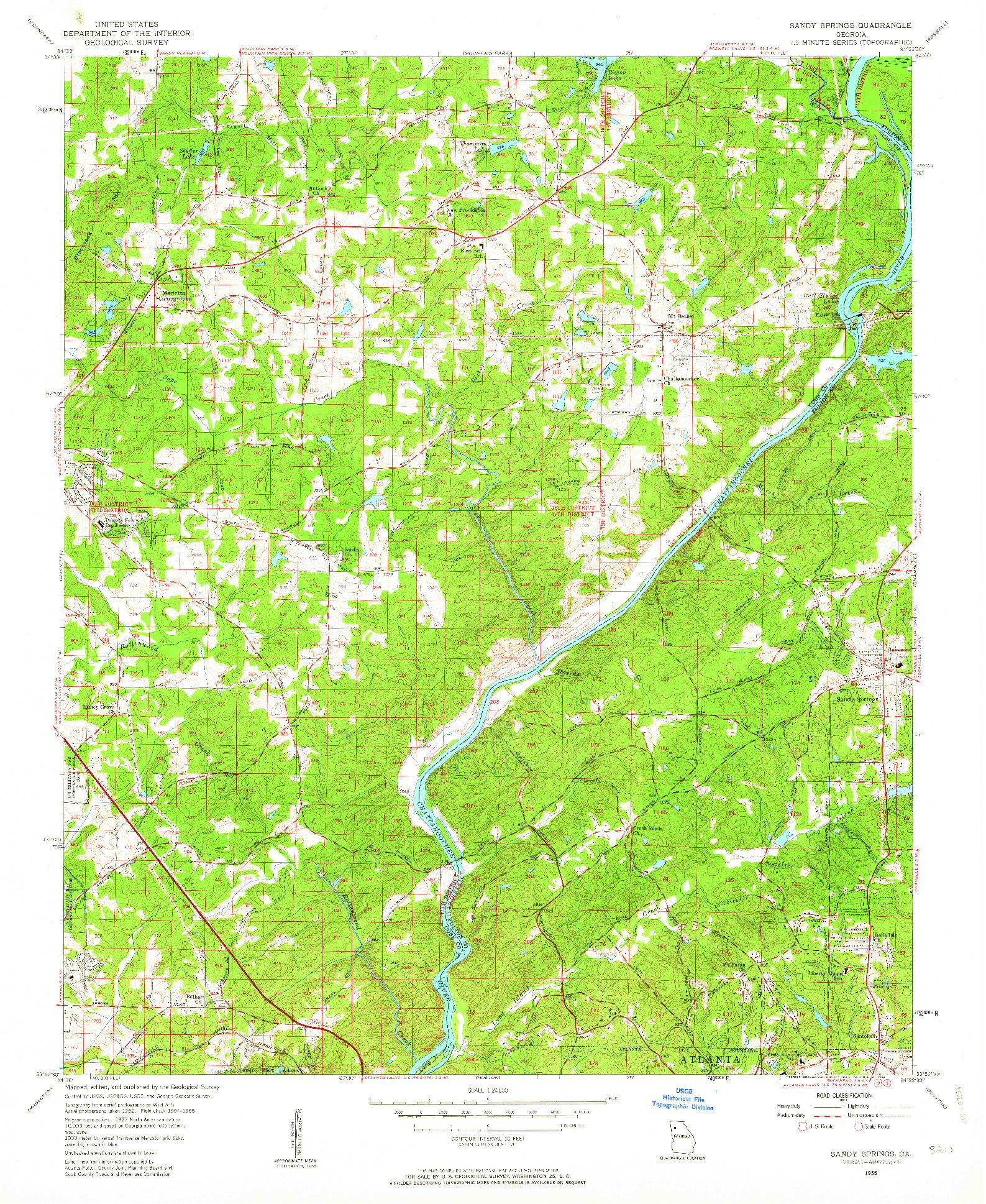 USGS 1:24000-SCALE QUADRANGLE FOR SANDY SPRINGS, GA 1955