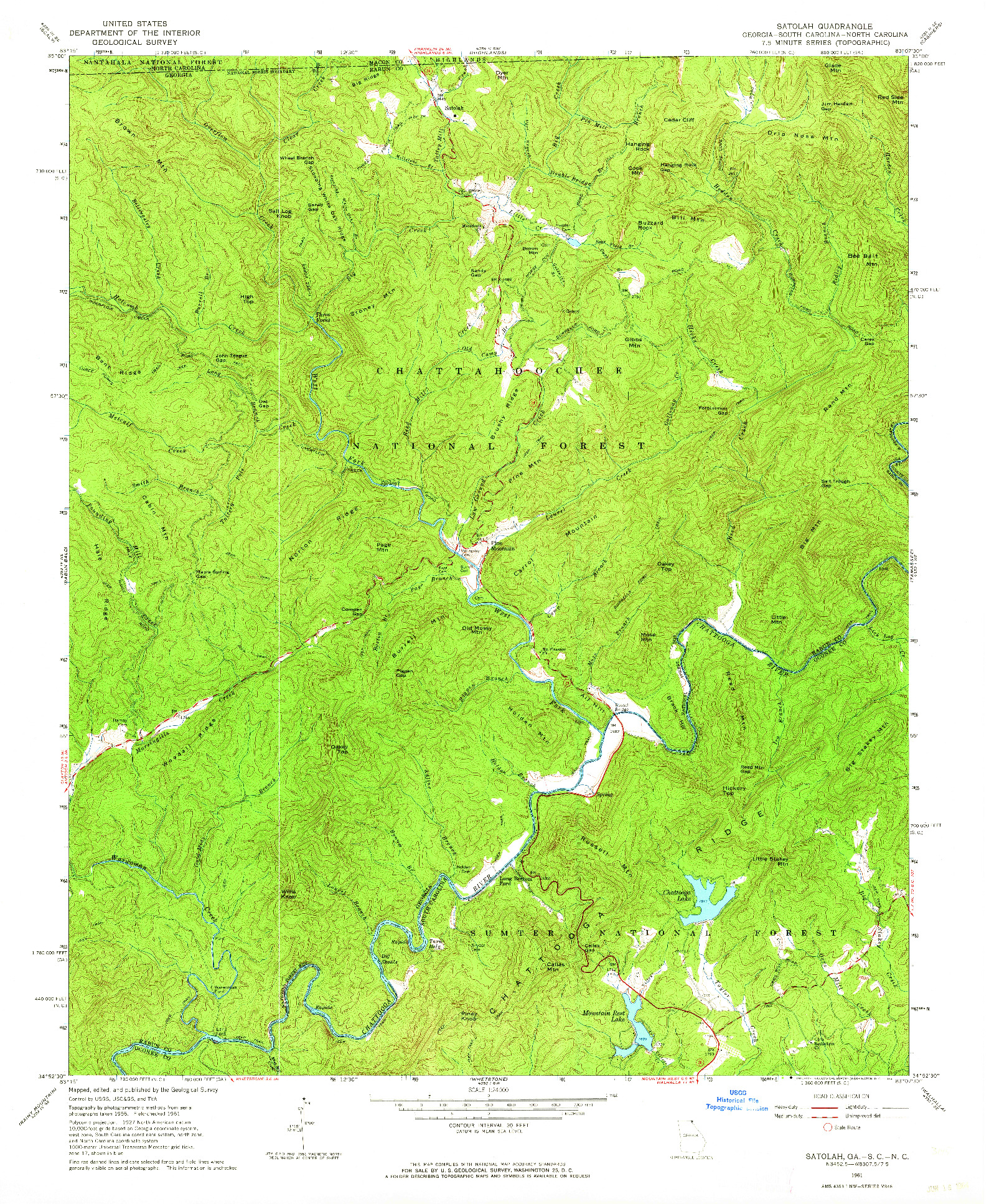 USGS 1:24000-SCALE QUADRANGLE FOR SATOLAH, GA 1961