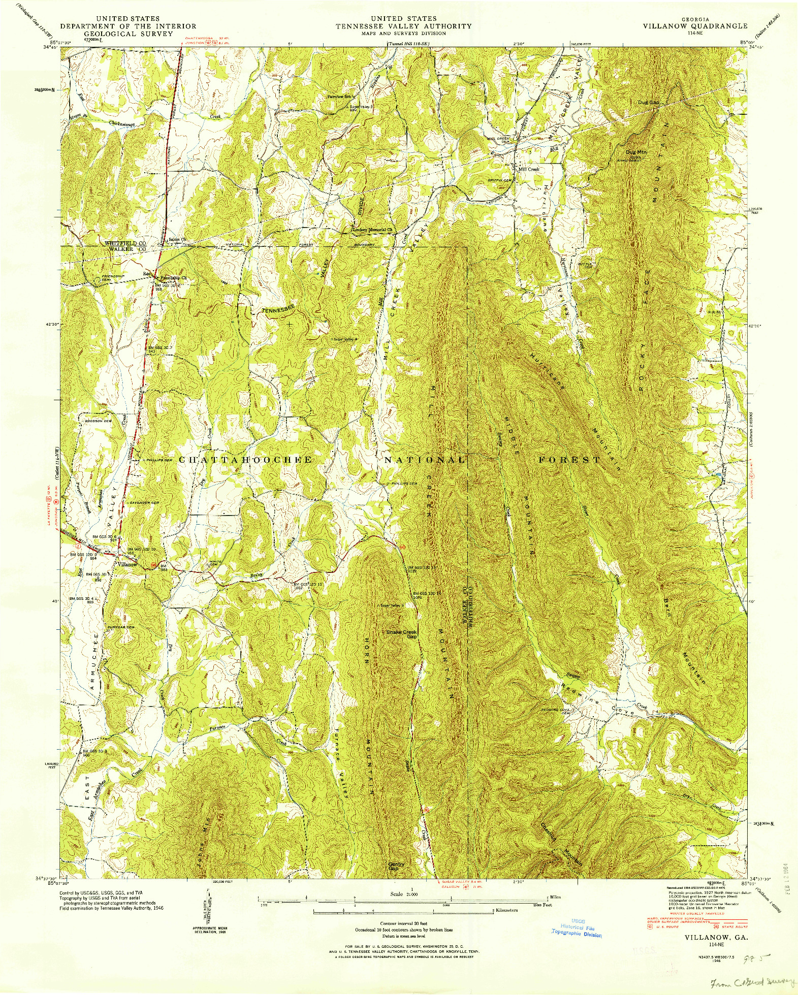 USGS 1:24000-SCALE QUADRANGLE FOR VILLANOW, GA 1946
