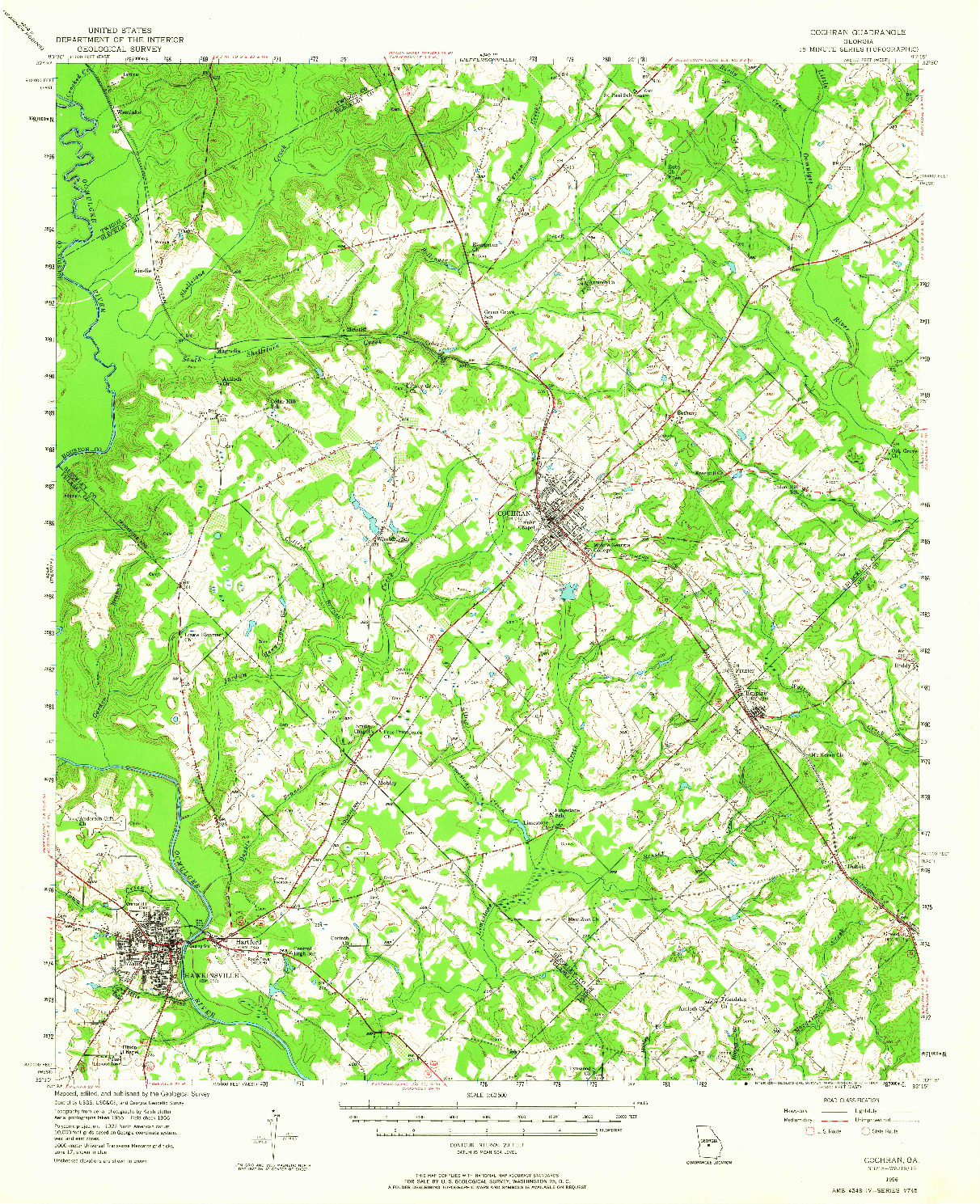 USGS 1:62500-SCALE QUADRANGLE FOR COCHRAN, GA 1956