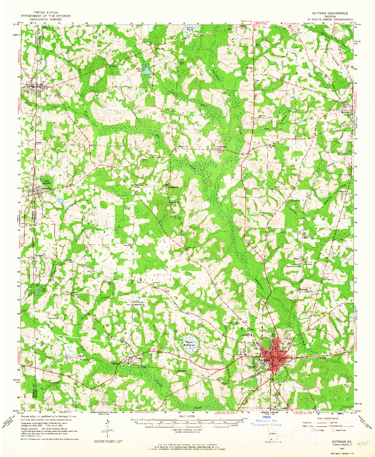 USGS 1:62500-SCALE QUADRANGLE FOR QUITMAN, GA 1961