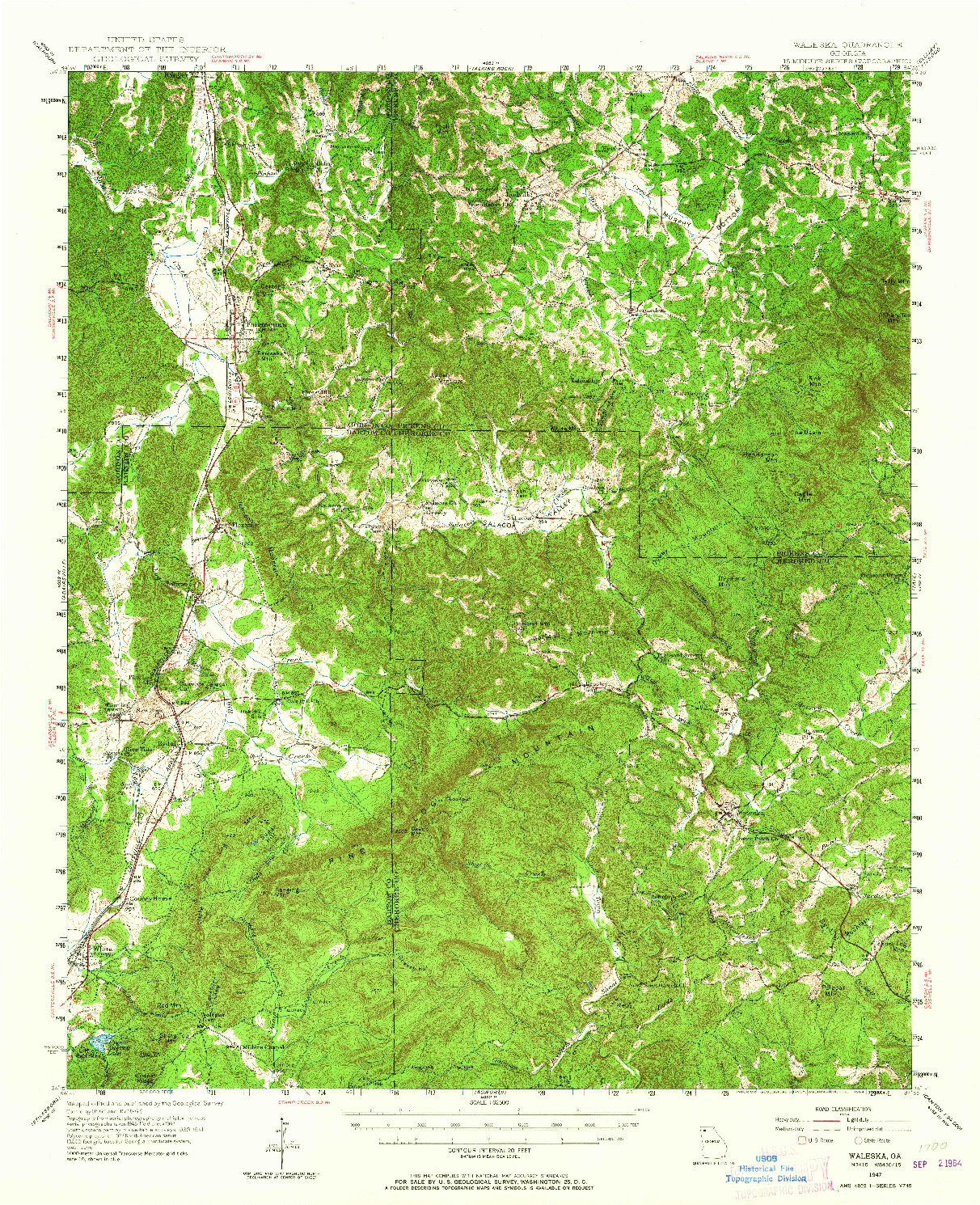 USGS 1:62500-SCALE QUADRANGLE FOR WALESKA, GA 1947