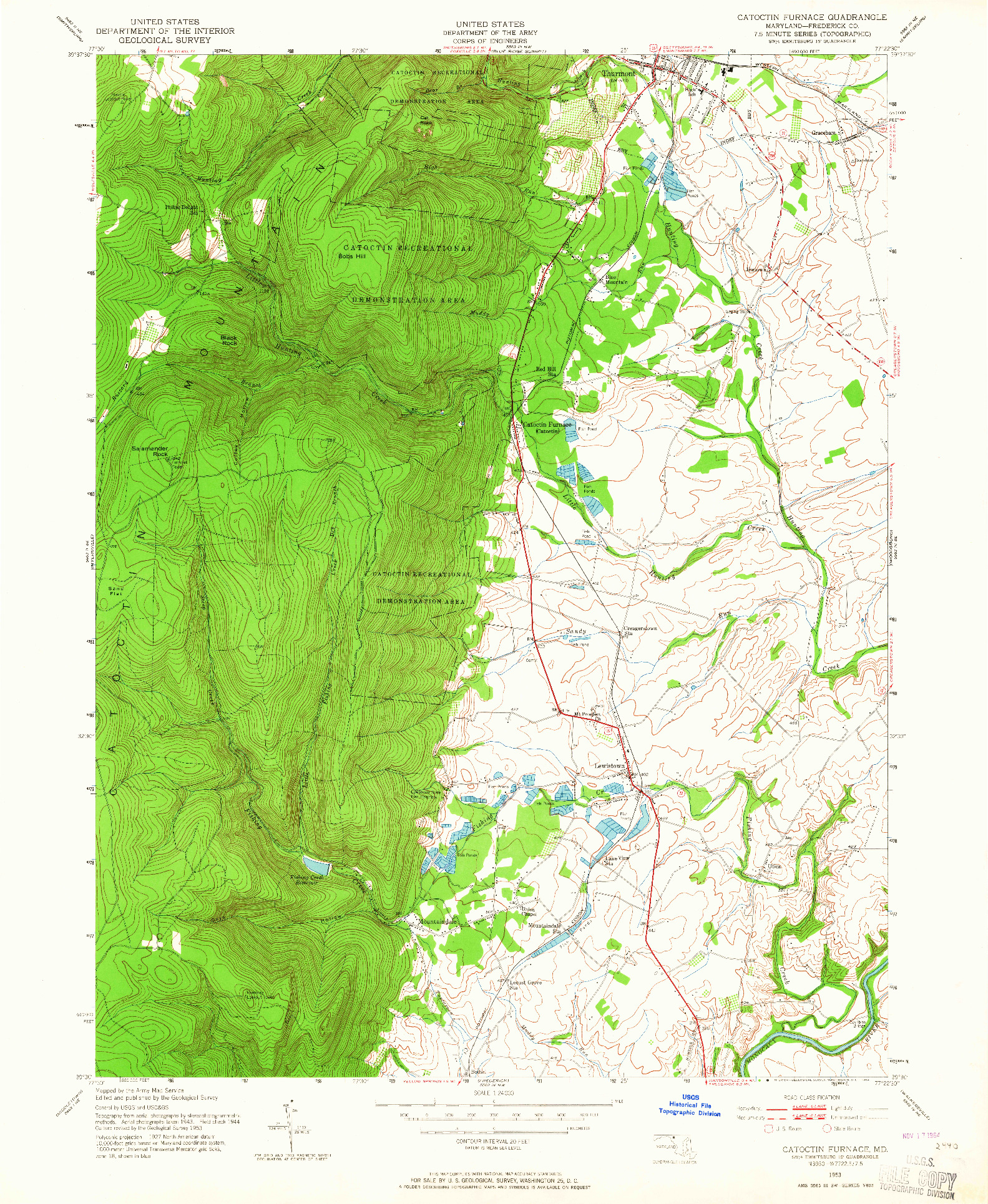 USGS 1:24000-SCALE QUADRANGLE FOR CATOCTIN FURNACE, MD 1953