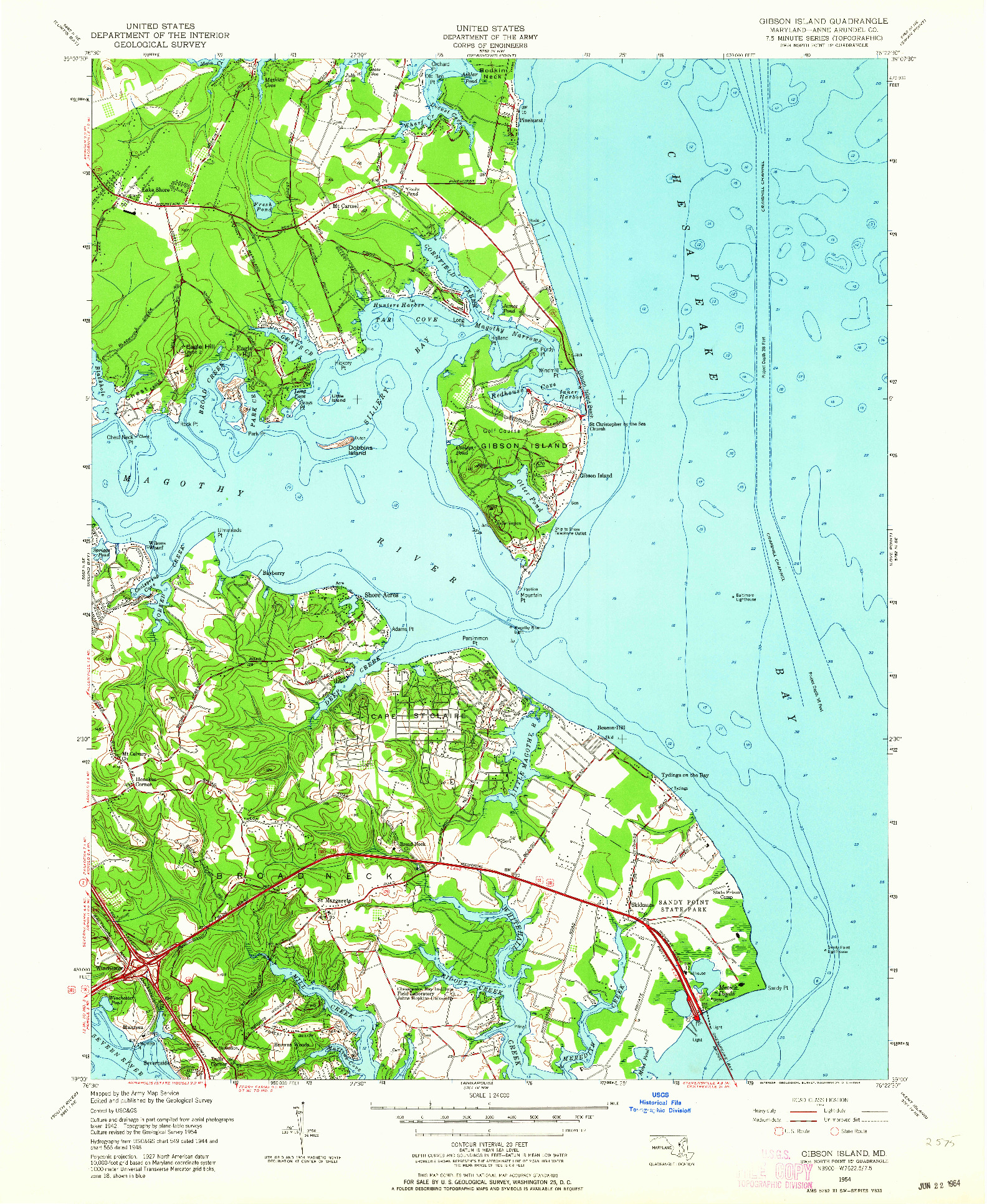 USGS 1:24000-SCALE QUADRANGLE FOR GIBSON ISLAND, MD 1954