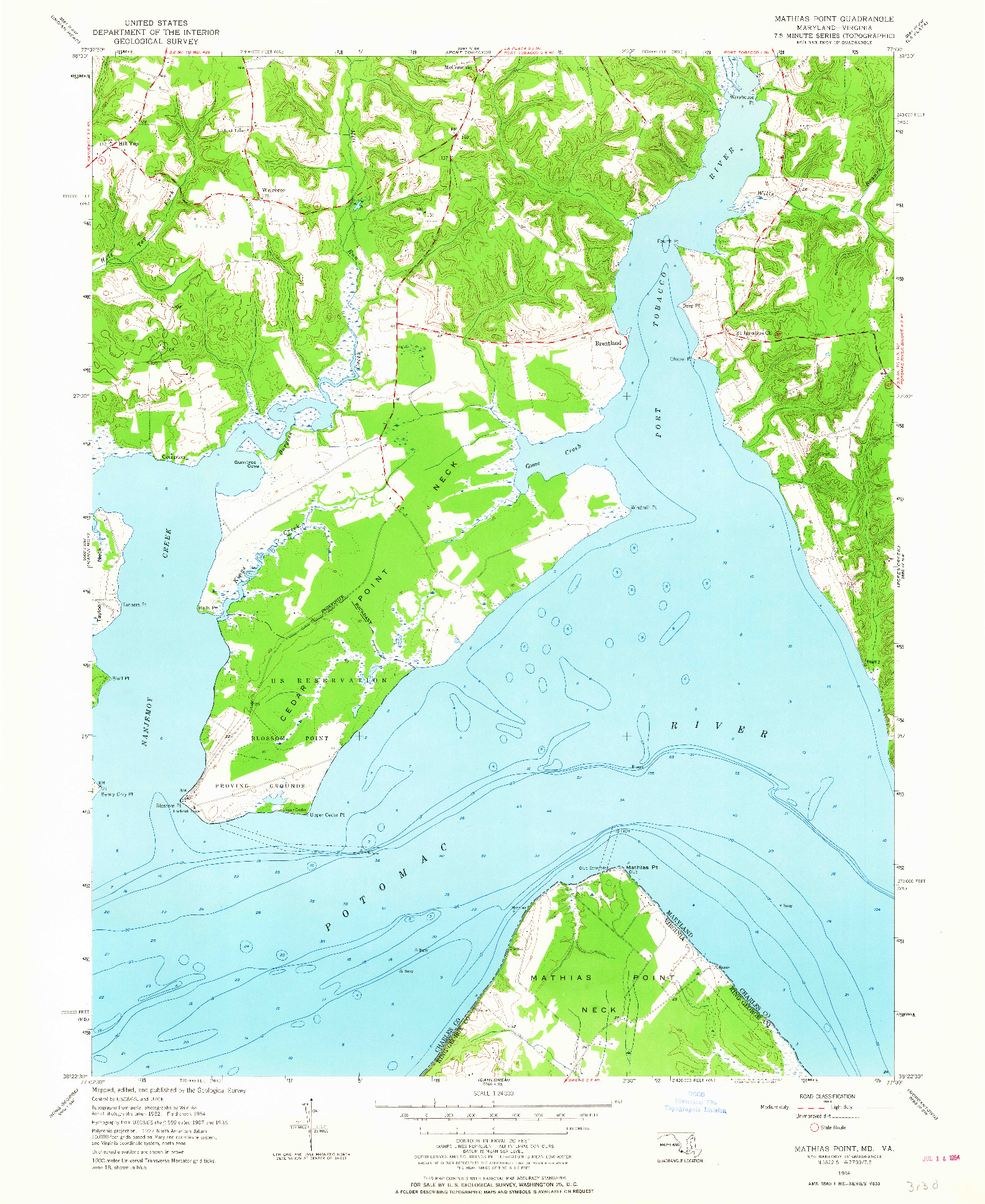 USGS 1:24000-SCALE QUADRANGLE FOR MATHIAS POINT, MD 1954