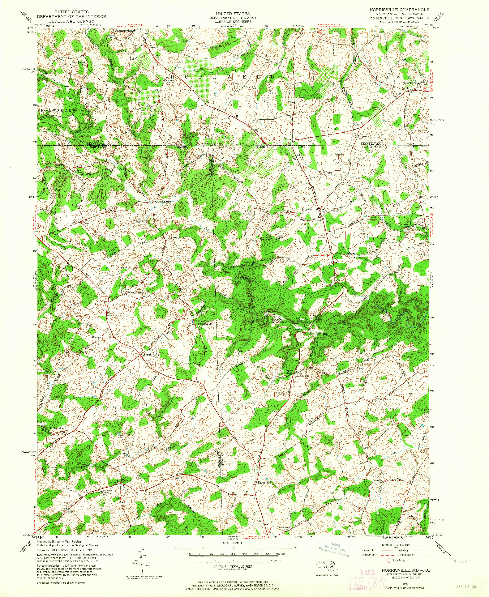 USGS 1:24000-SCALE QUADRANGLE FOR NORRISVILLE, MD 1957