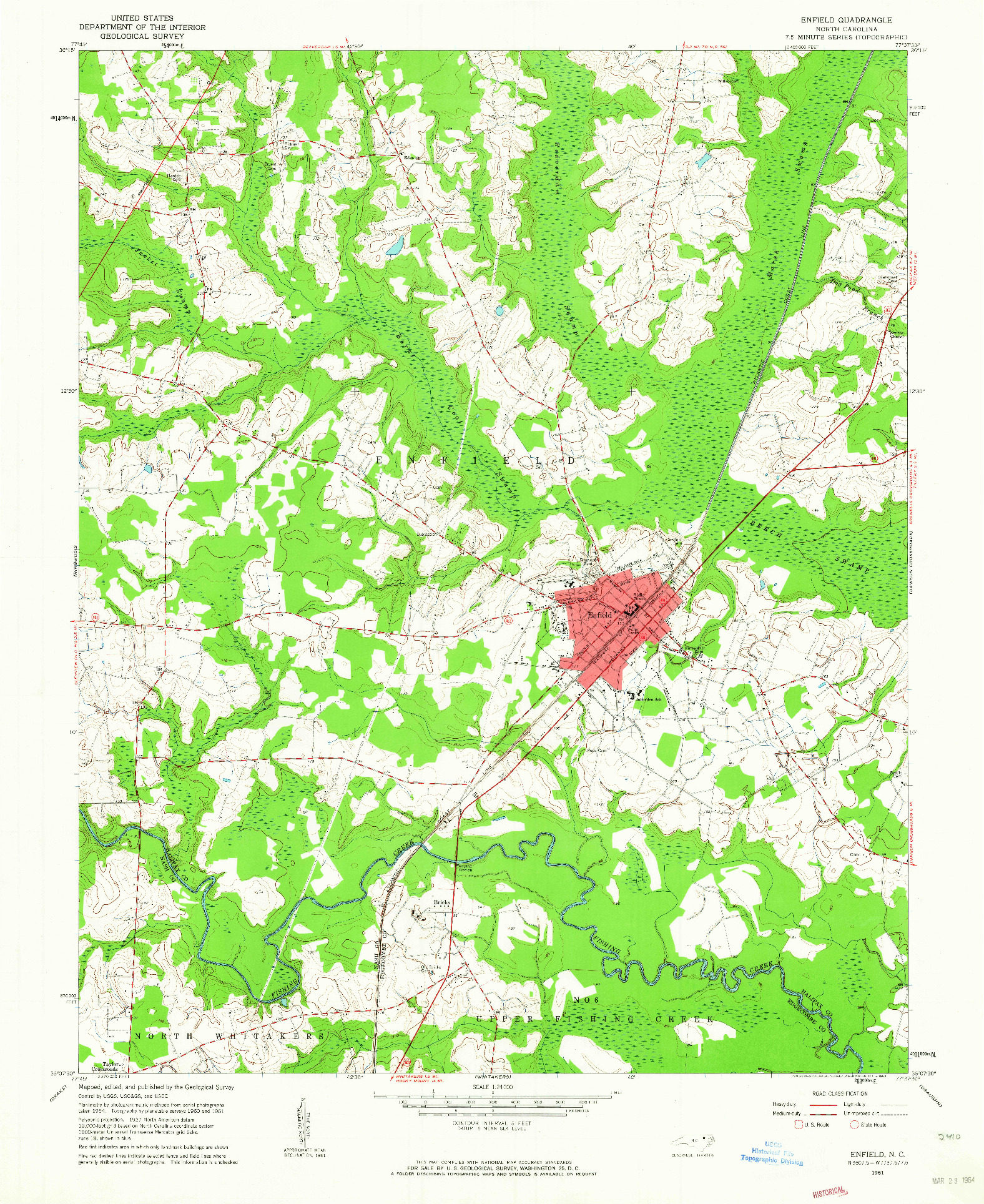 USGS 1:24000-SCALE QUADRANGLE FOR ENFIELD, NC 1961