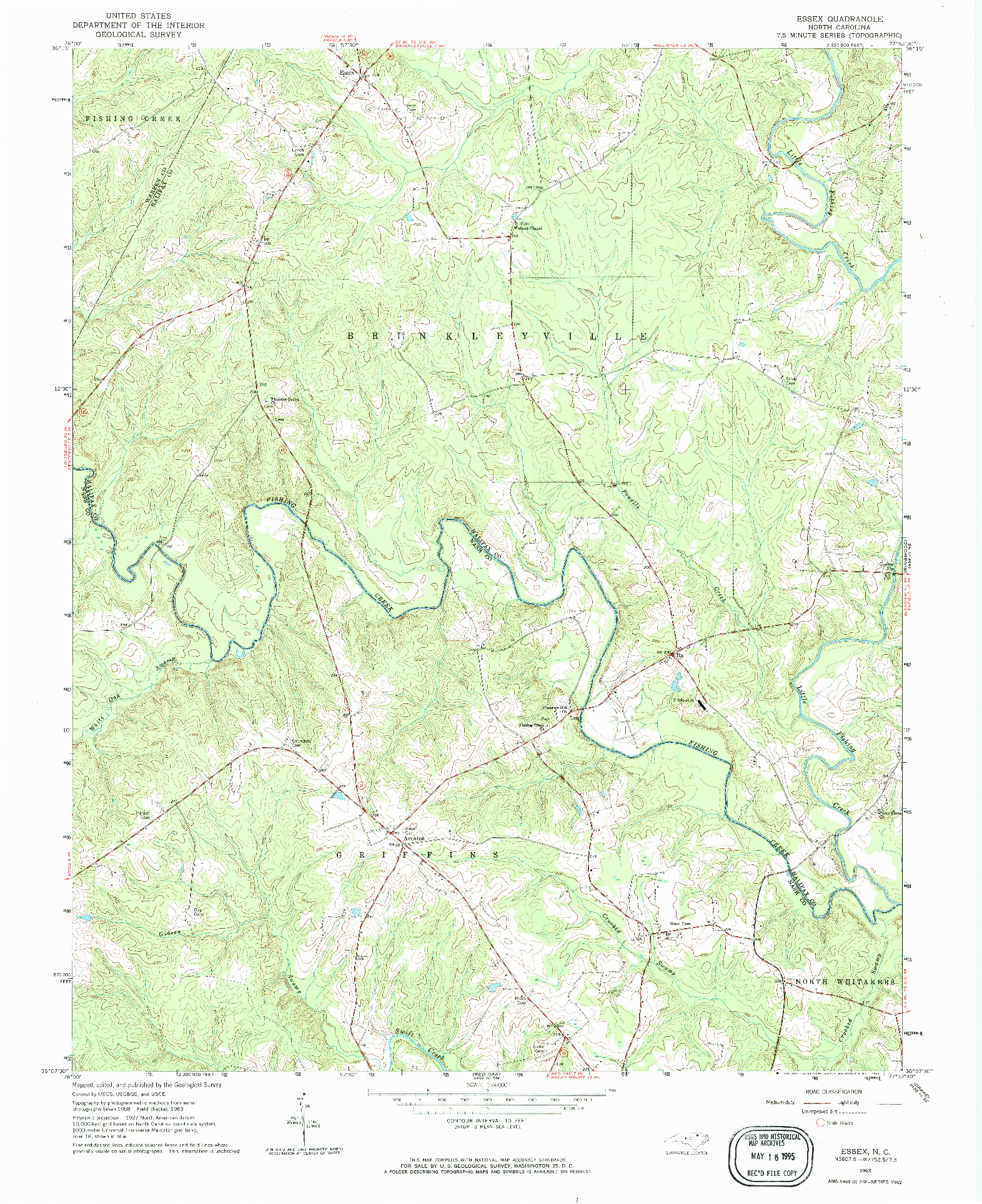 USGS 1:24000-SCALE QUADRANGLE FOR ESSEX, NC 1963