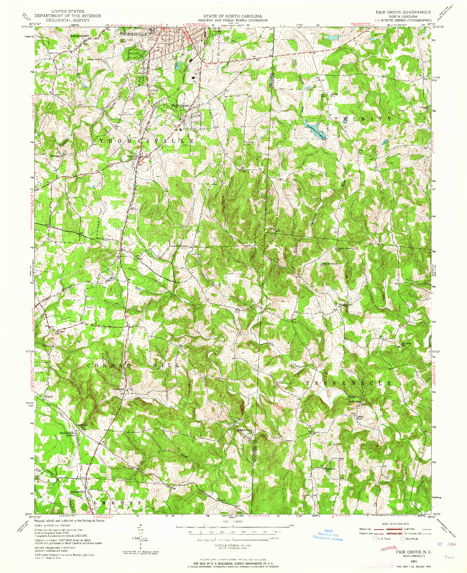 USGS 1:24000-SCALE QUADRANGLE FOR FAIR GROVE, NC 1951