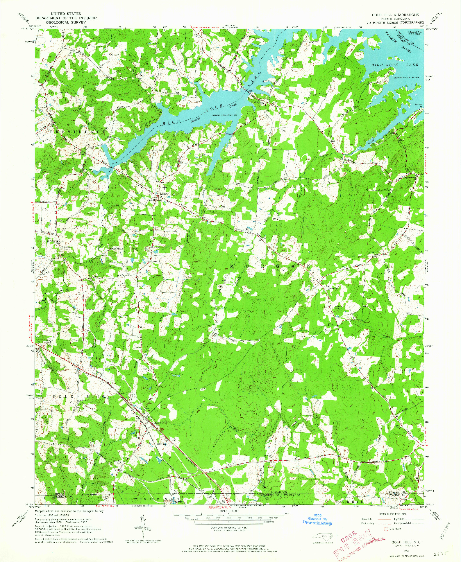 USGS 1:24000-SCALE QUADRANGLE FOR GOLD HILL, NC 1962