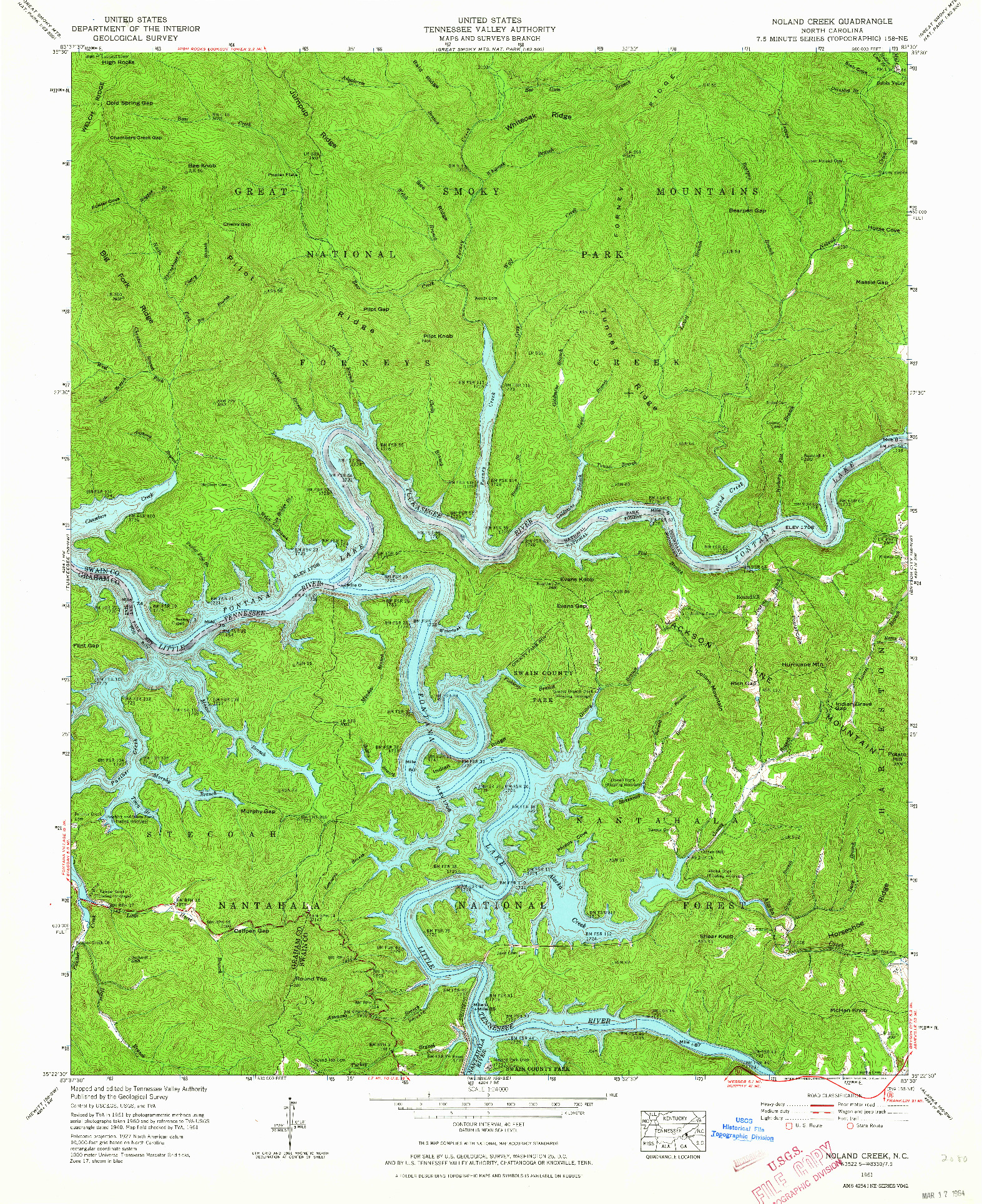 USGS 1:24000-SCALE QUADRANGLE FOR NOLAND CREEK, NC 1961