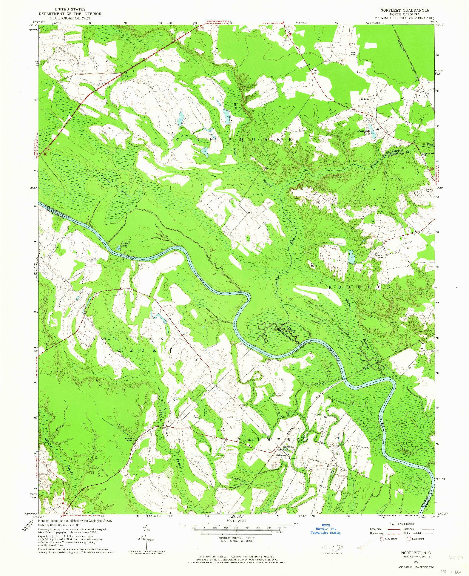 USGS 1:24000-SCALE QUADRANGLE FOR NORFLEET, NC 1962