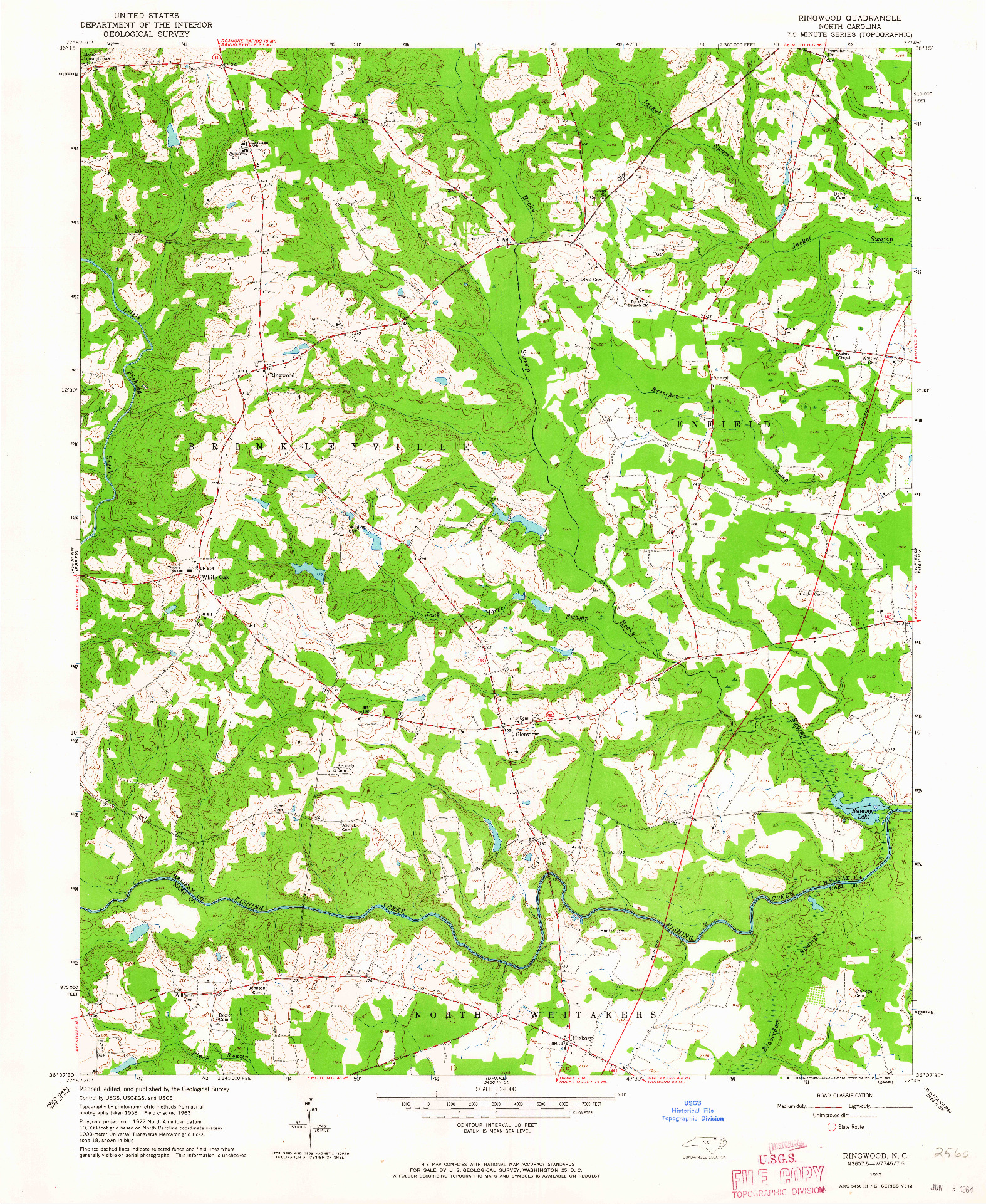 USGS 1:24000-SCALE QUADRANGLE FOR RINGWOOD, NC 1963