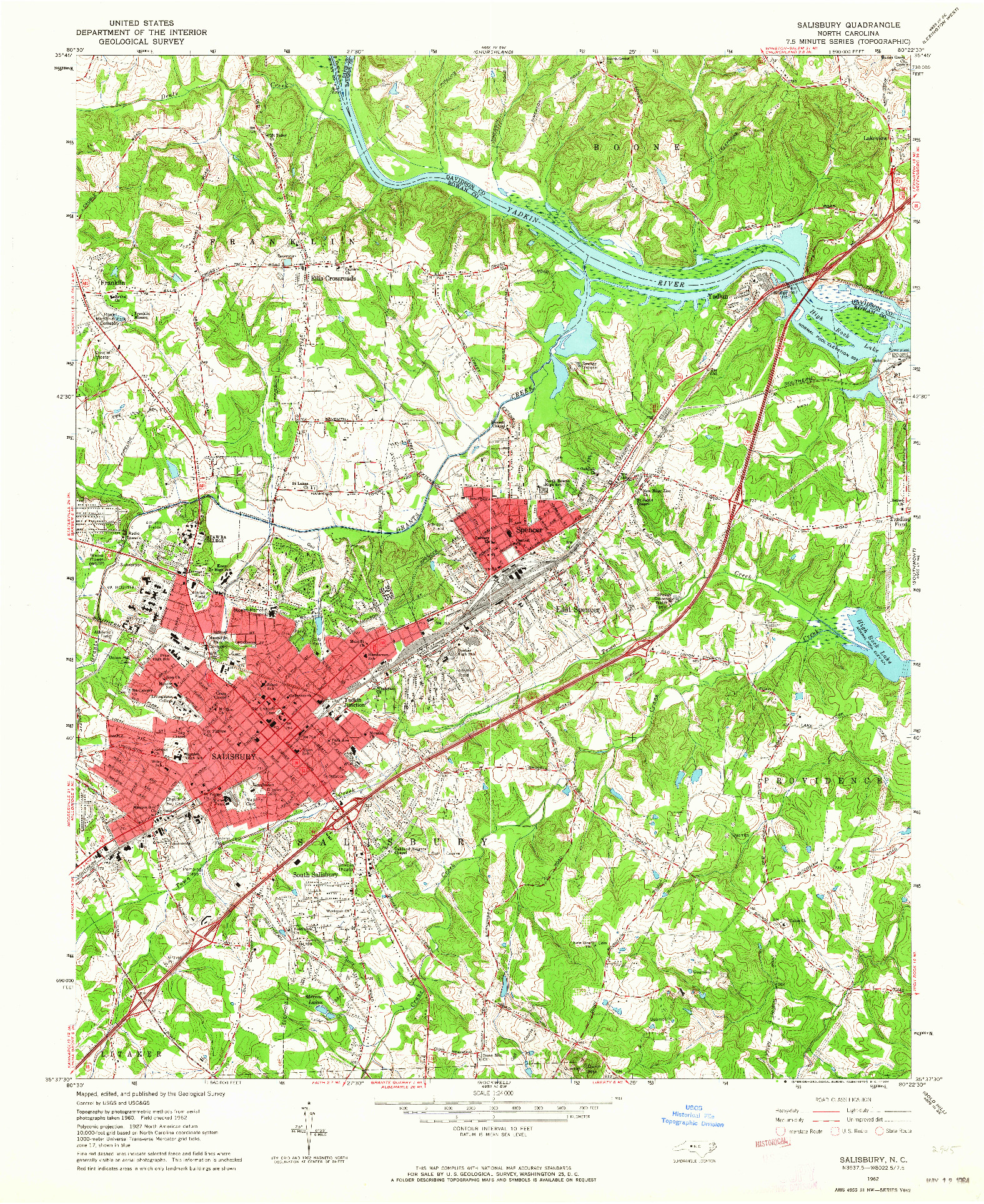 USGS 1:24000-SCALE QUADRANGLE FOR SALISBURY, NC 1962