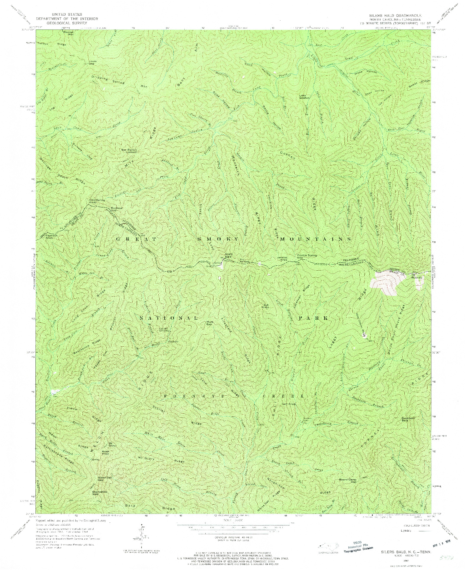 USGS 1:24000-SCALE QUADRANGLE FOR SILERS BALD, NC 1964