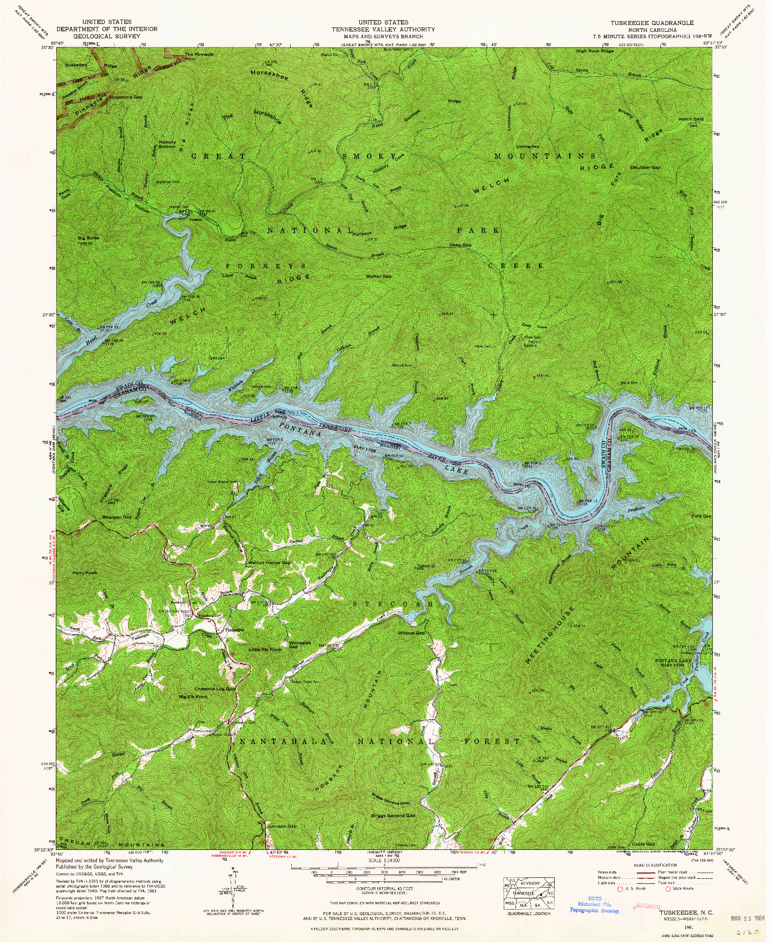 USGS 1:24000-SCALE QUADRANGLE FOR TUSKEEGEE, NC 1961