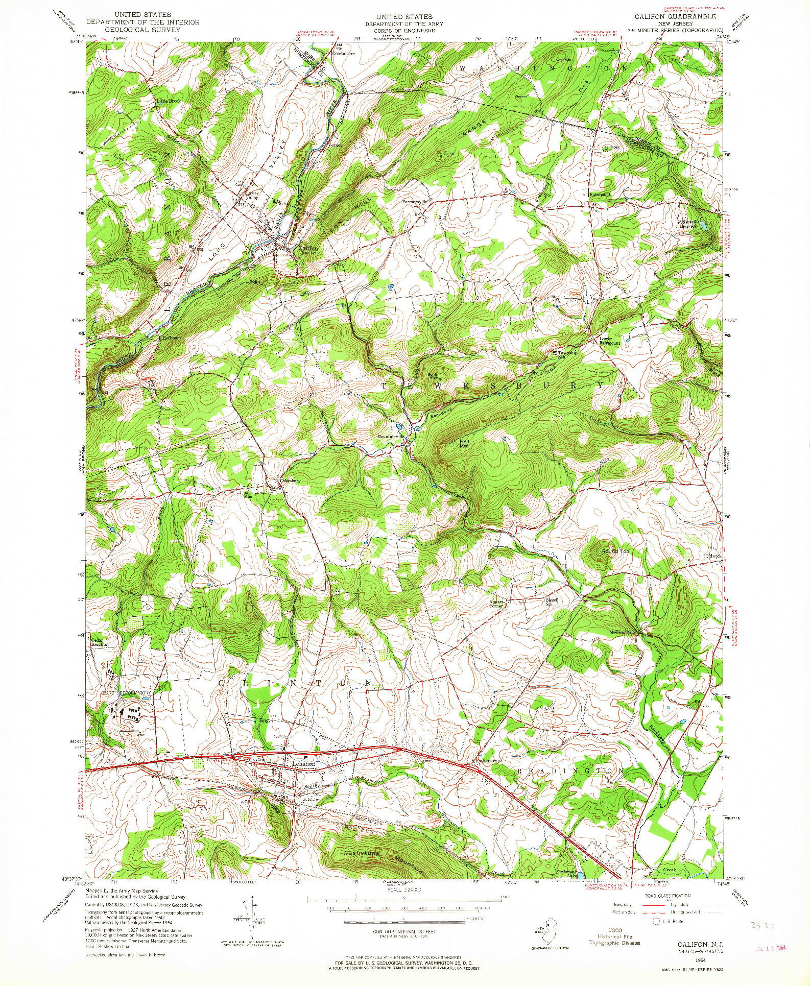 USGS 1:24000-SCALE QUADRANGLE FOR CALIFON, NJ 1954