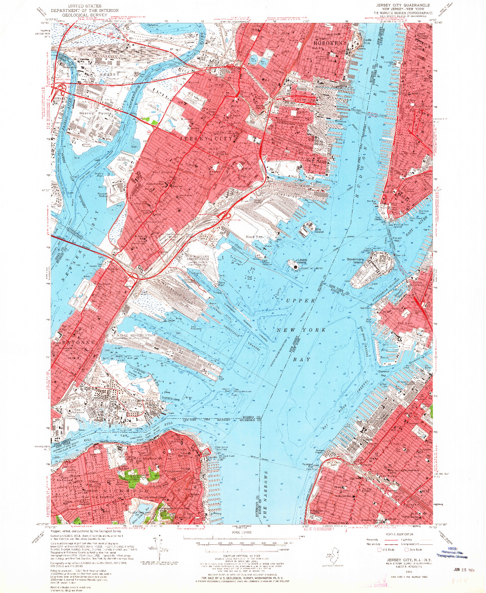 USGS 1:24000-SCALE QUADRANGLE FOR JERSEY CITY, NJ 1955