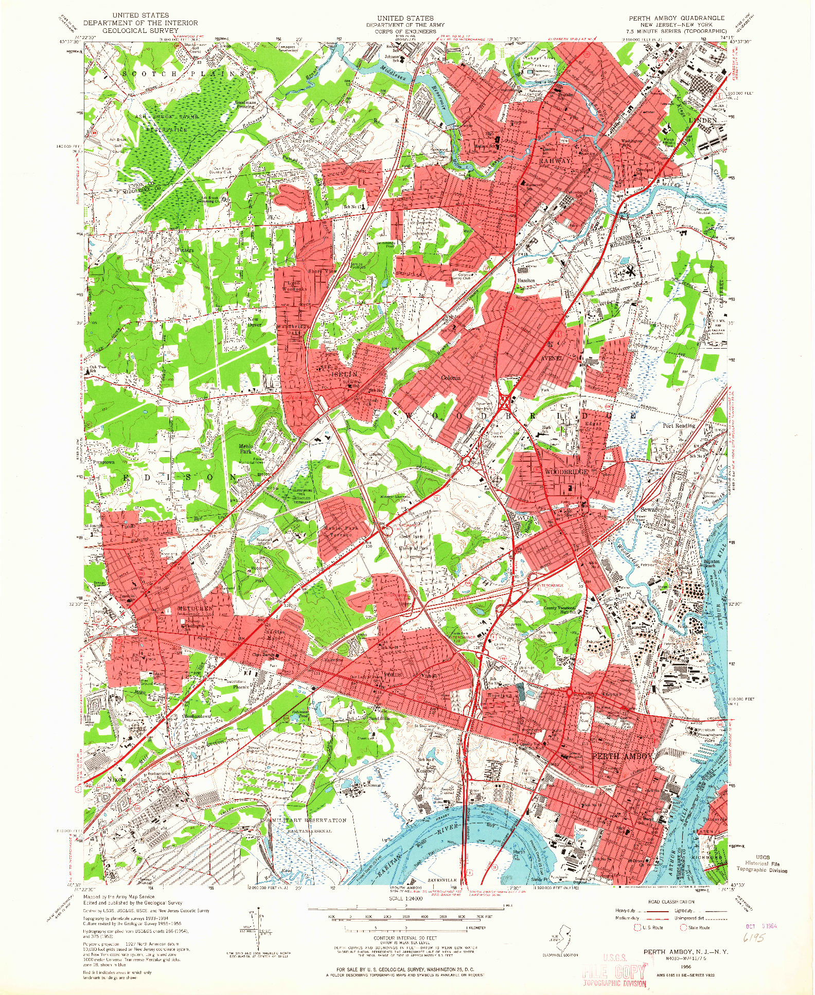 USGS 1:24000-SCALE QUADRANGLE FOR PERTH AMBOY, NJ 1956