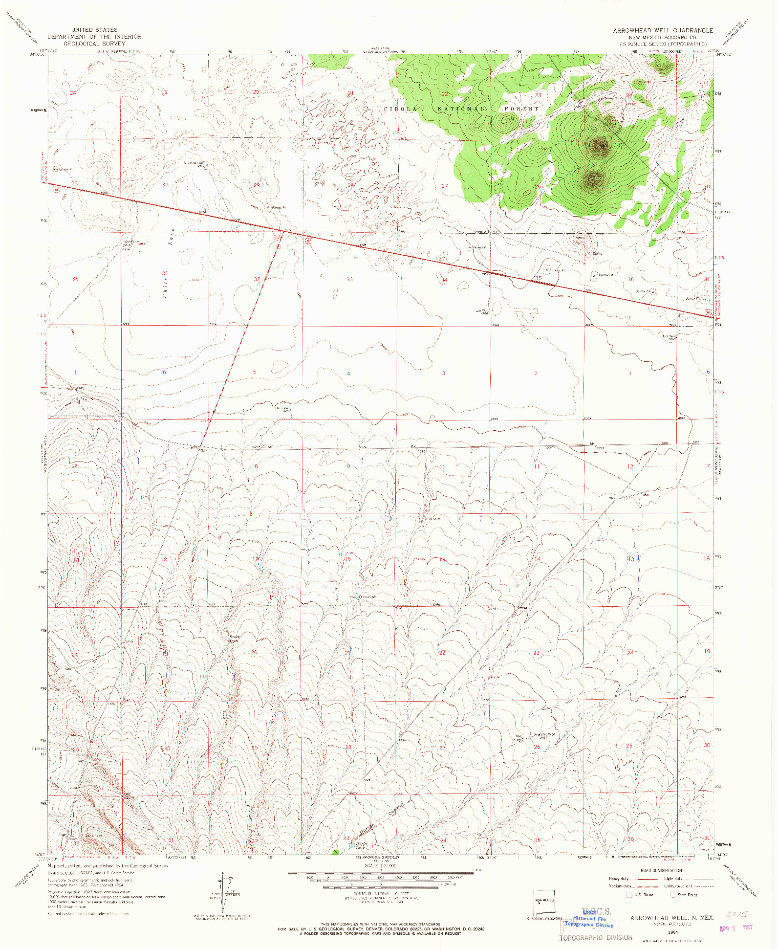 USGS 1:24000-SCALE QUADRANGLE FOR ARROWHEAD WELL, NM 1964